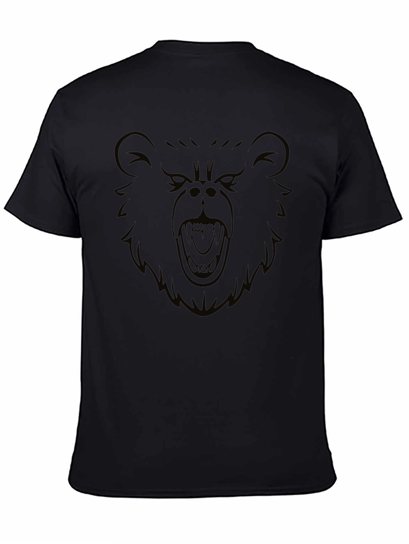Mens Black T-Shirt with Bold Bear Graphic