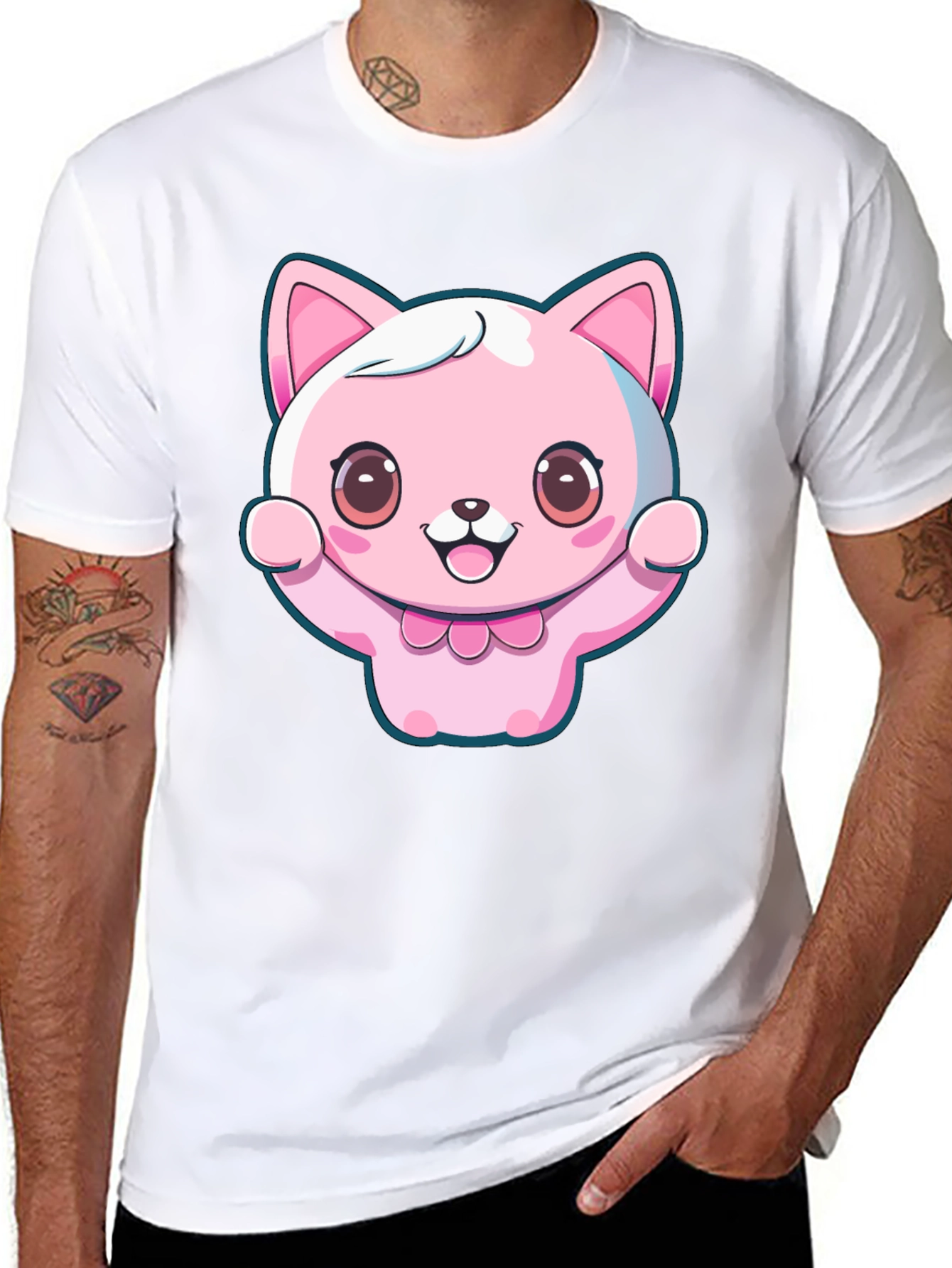 Kawaii Cat Graphic Tee - Cute Cartoon Style