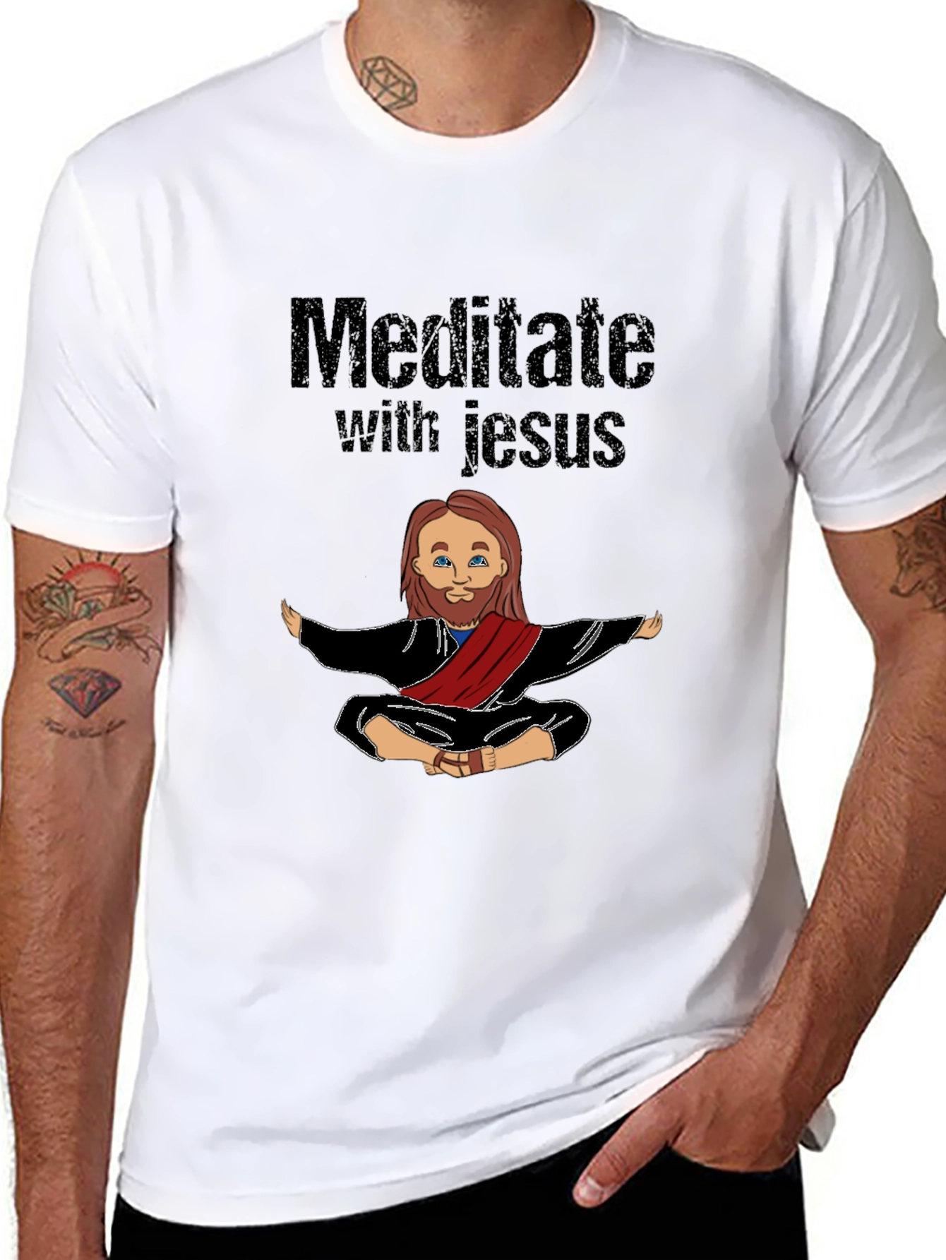 Meditate with Jesus T-Shirt - Black Graphic Tee