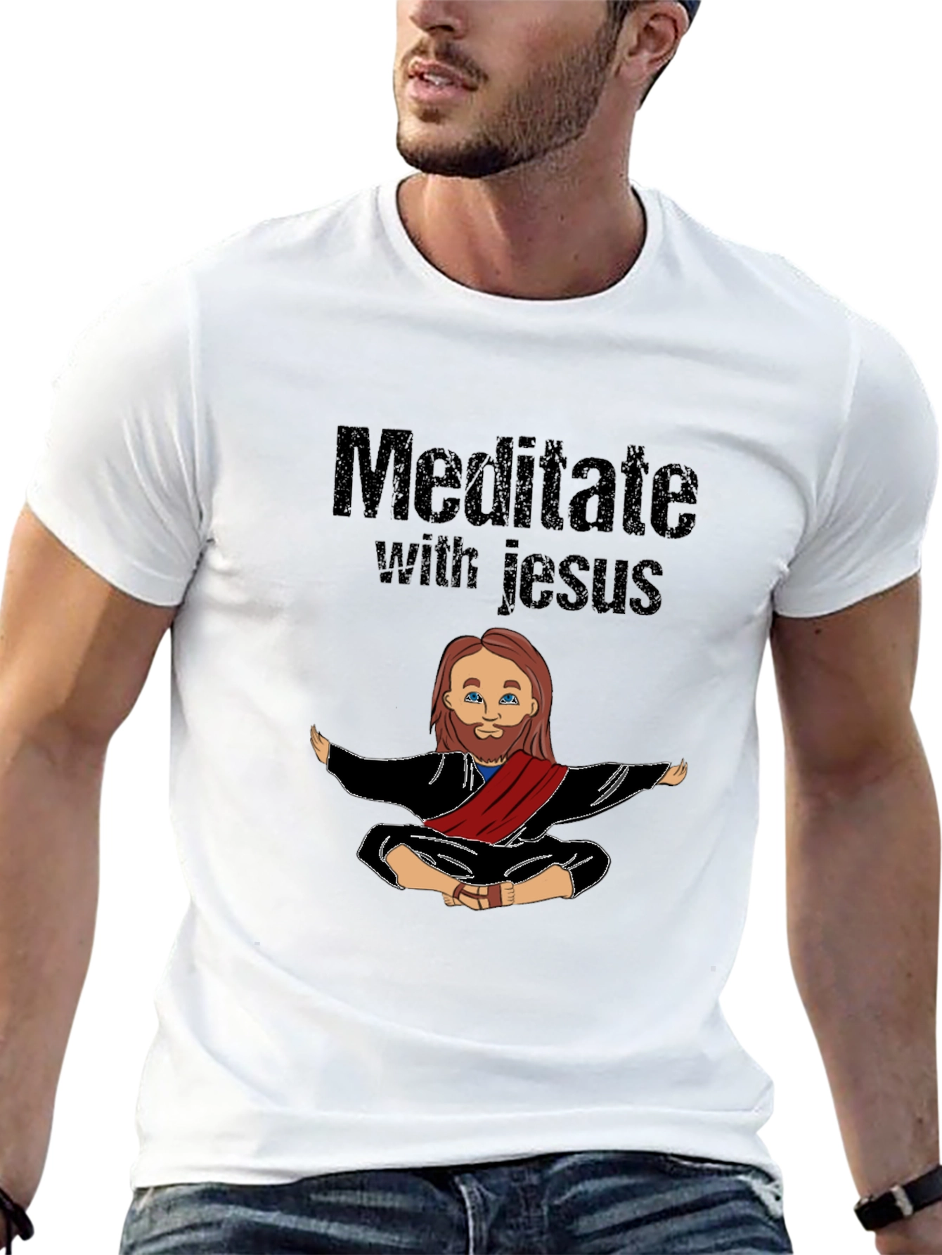 Meditate with Jesus T-Shirt - Black Graphic Tee
