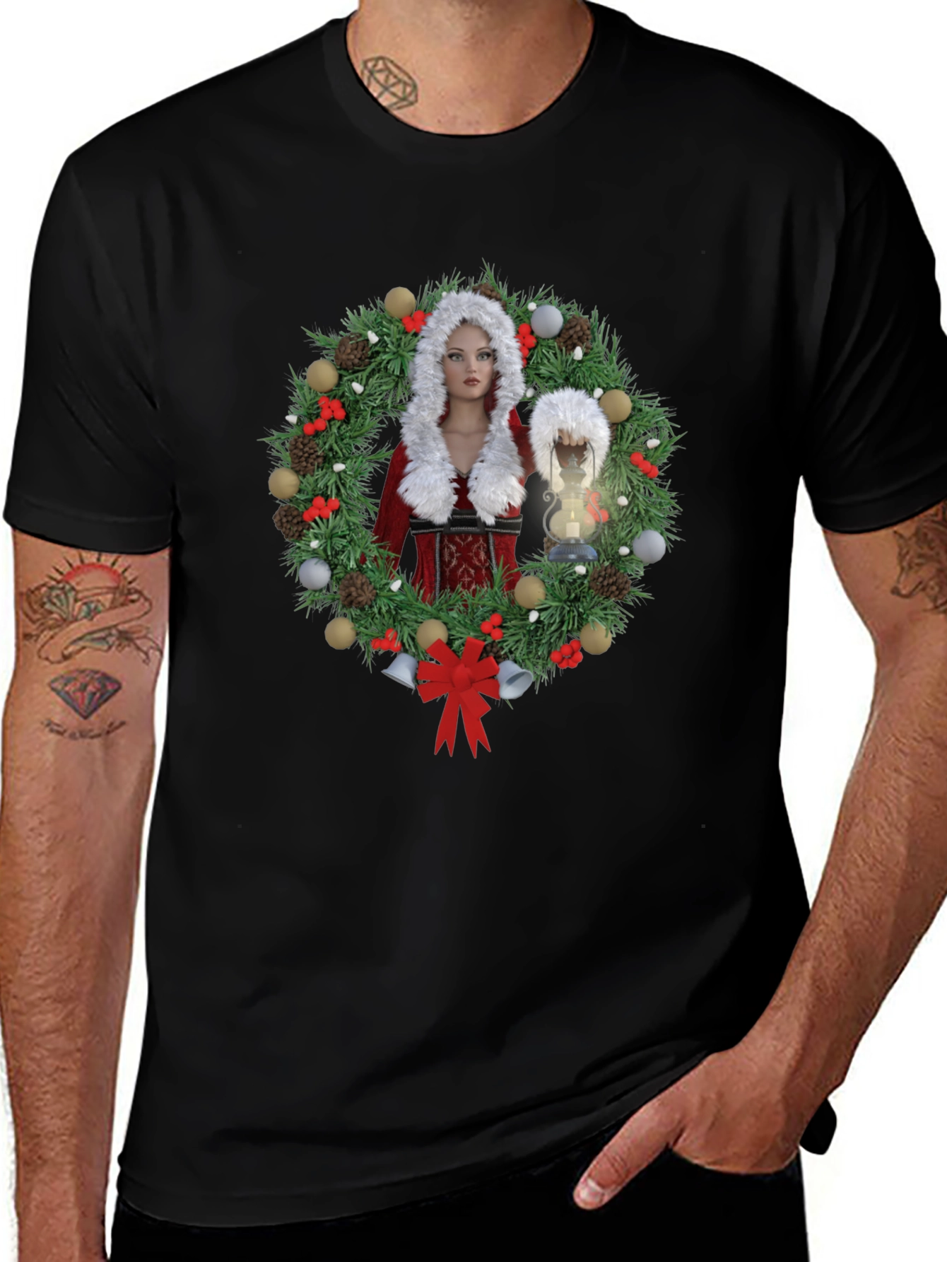 Christmas Wreath T-Shirt - Holiday Festive Design