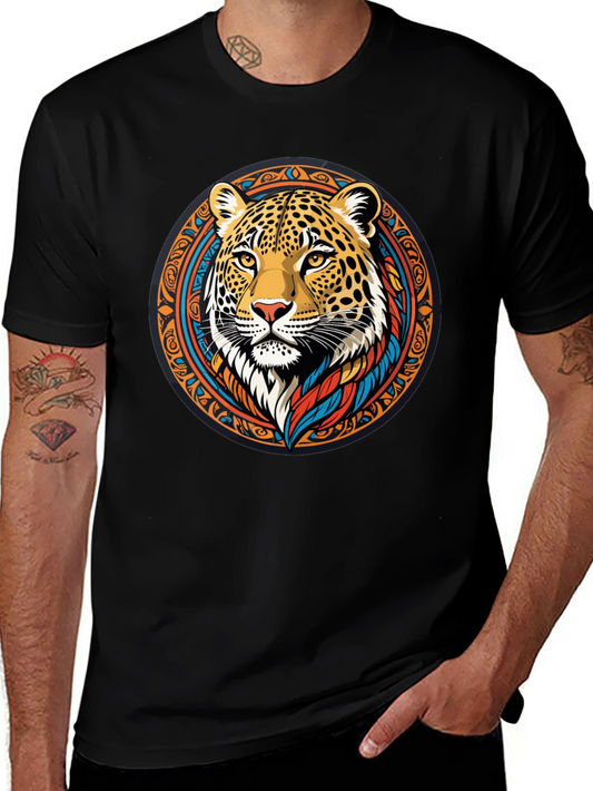 Leopard Print Graphic Tee - Tribal Animal Design