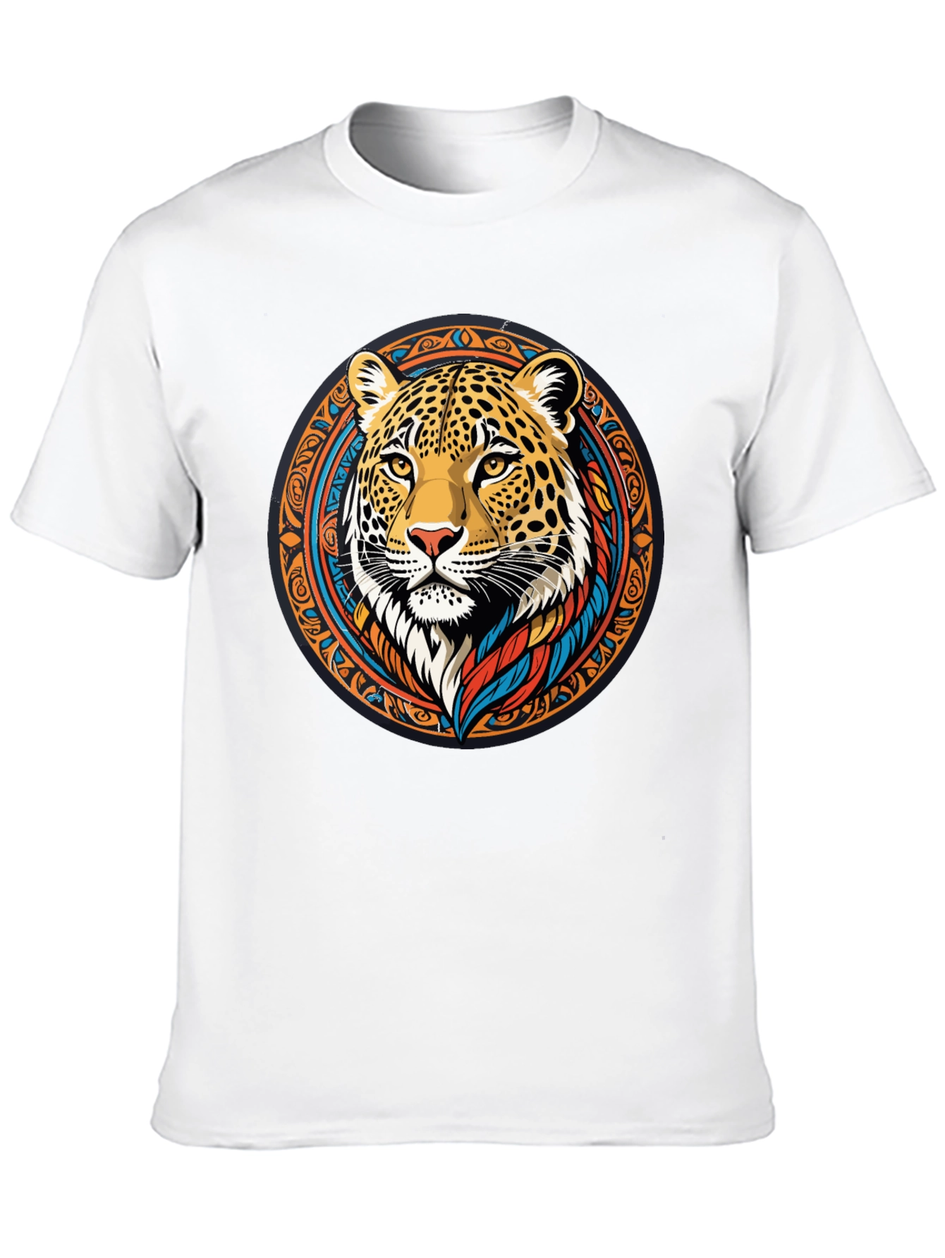 Leopard Print Graphic Tee - Tribal Animal Design