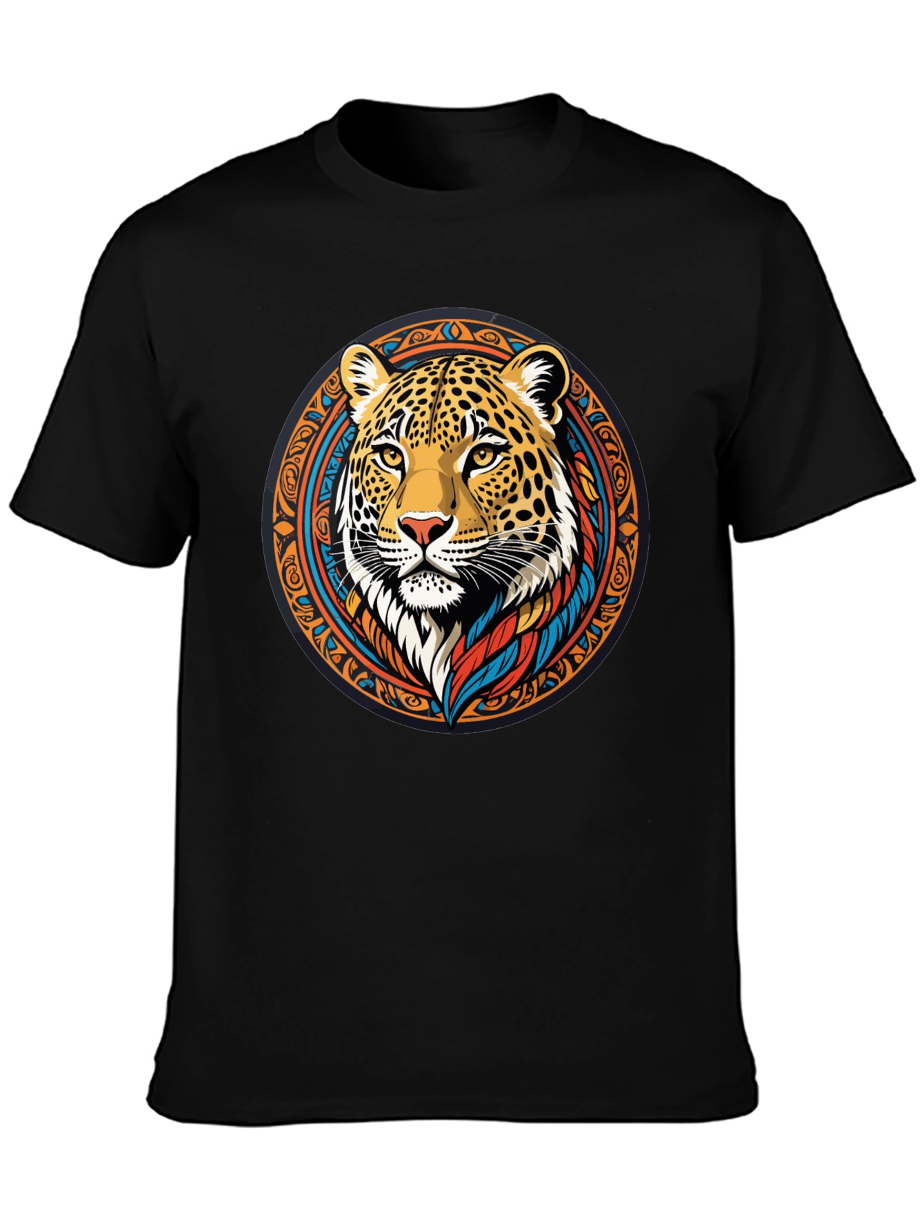 Leopard Print Graphic Tee - Tribal Animal Design