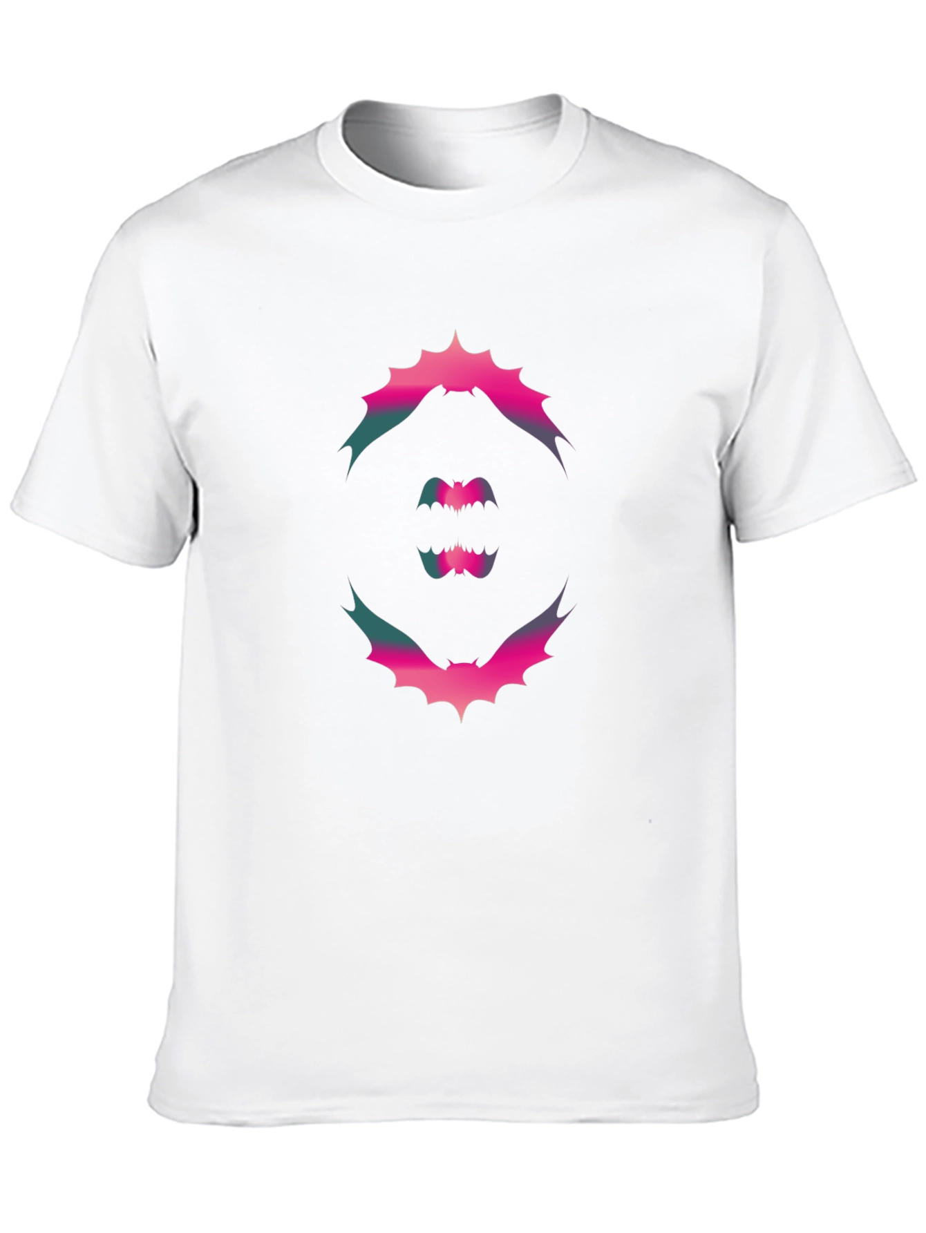 Bat Graphic T-Shirt - Pink and Teal Design