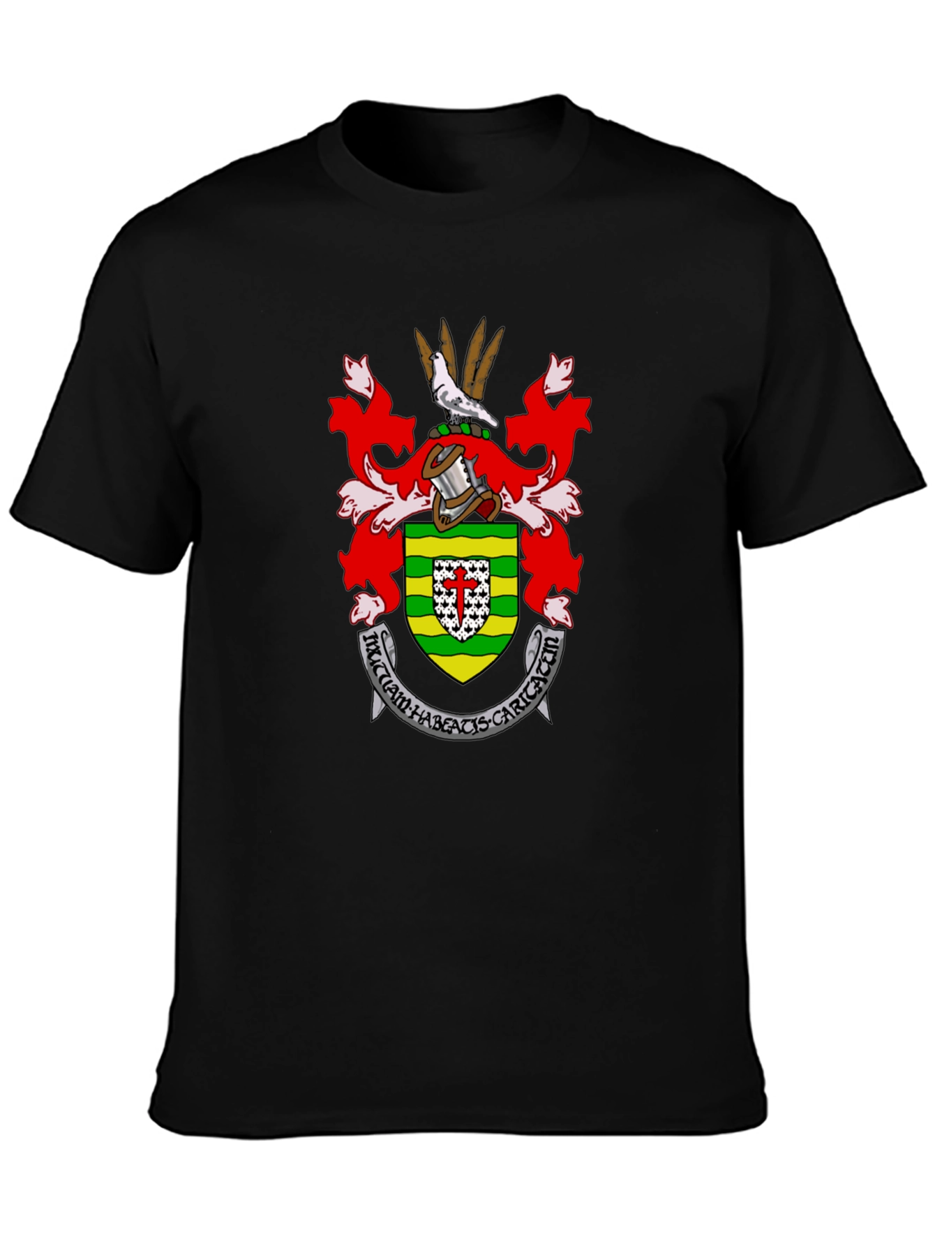 Embroidered Heraldic Crest Black T-Shirt