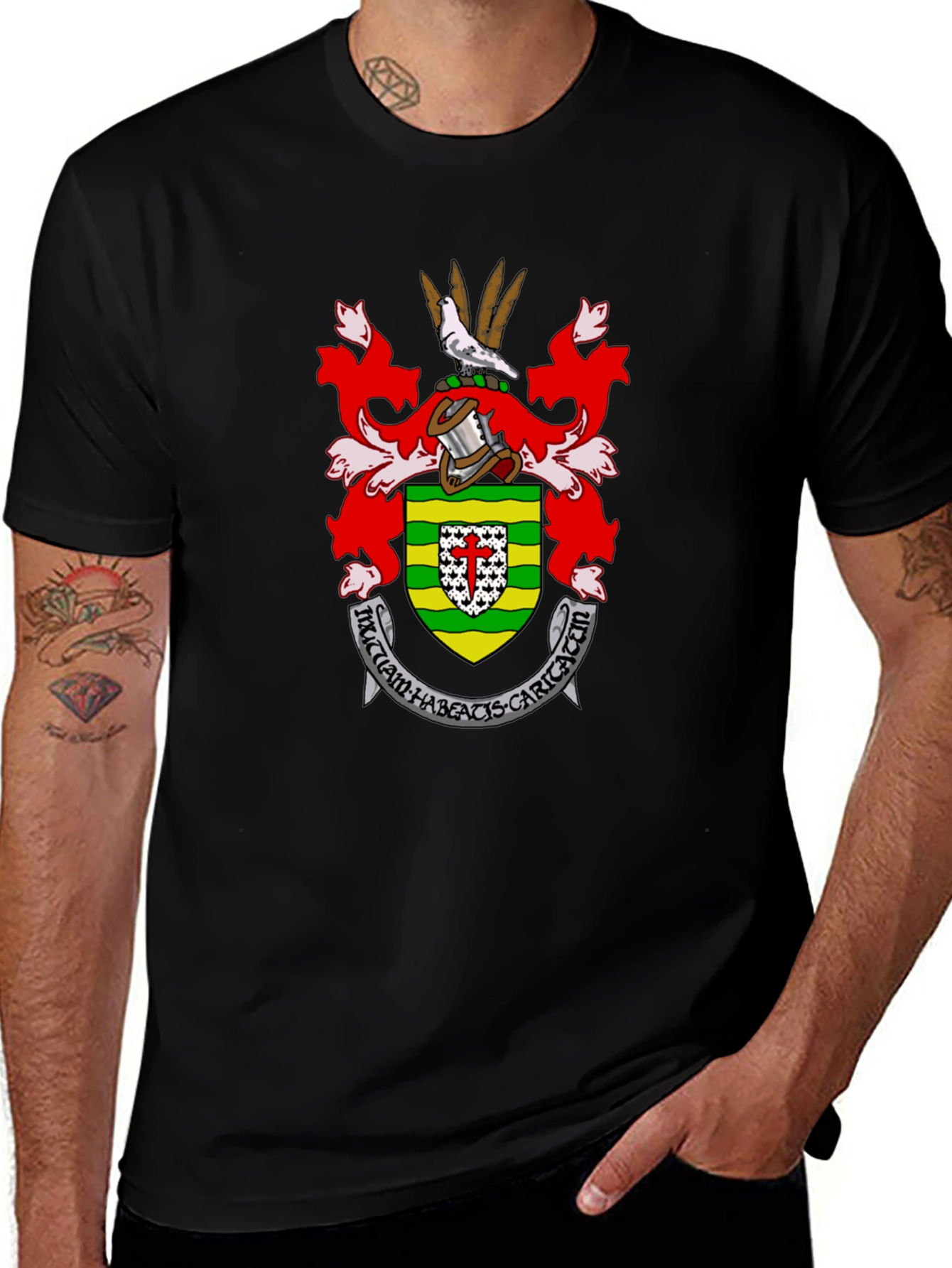 Embroidered Heraldic Crest Black T-Shirt