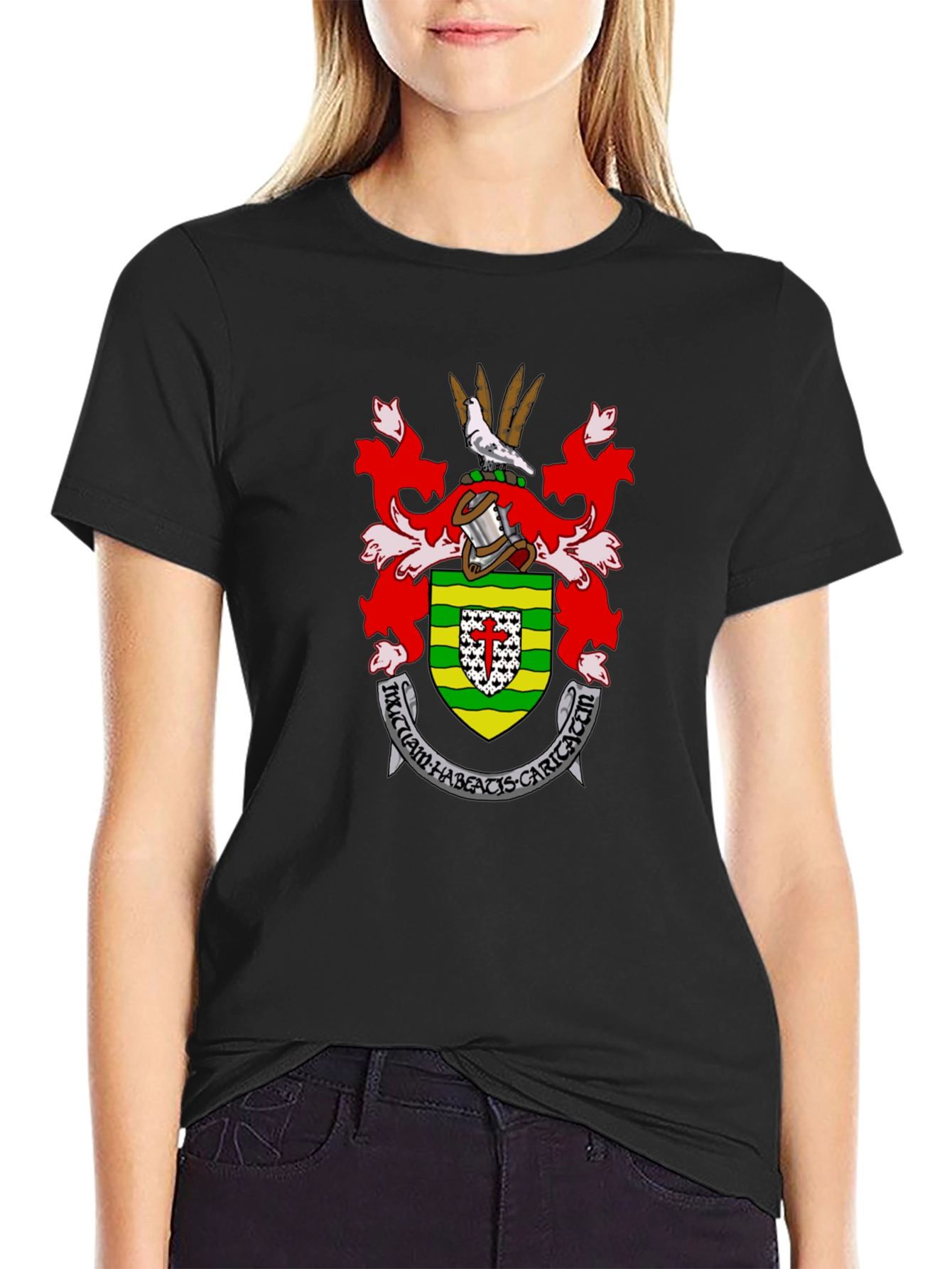 Embroidered Heraldic Crest Black T-Shirt