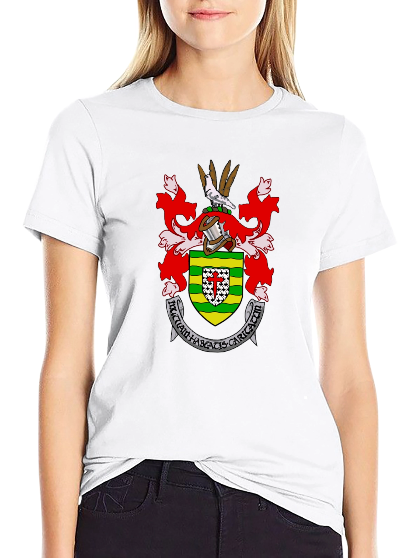 Embroidered Heraldic Crest Black T-Shirt