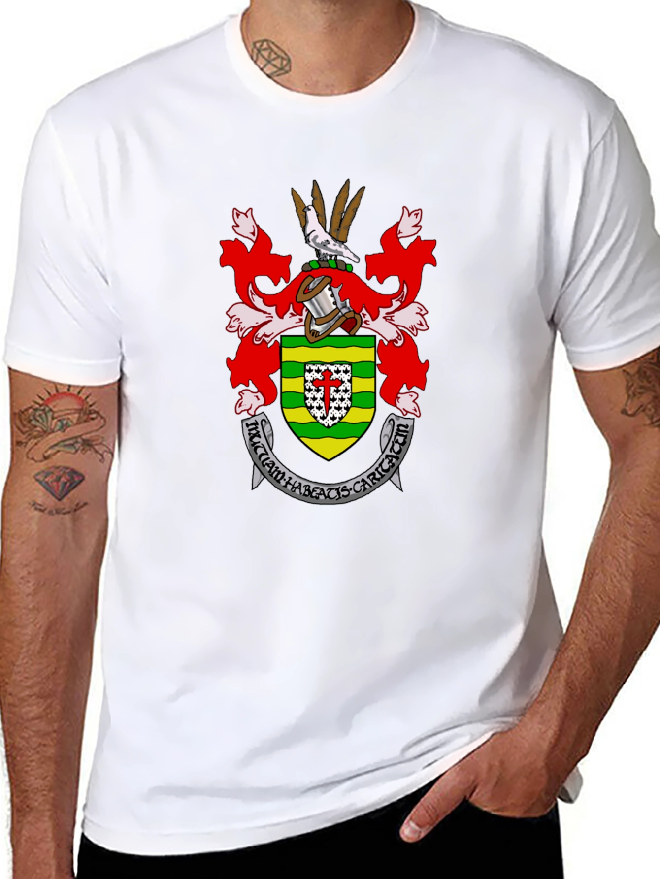 Embroidered Heraldic Crest Black T-Shirt