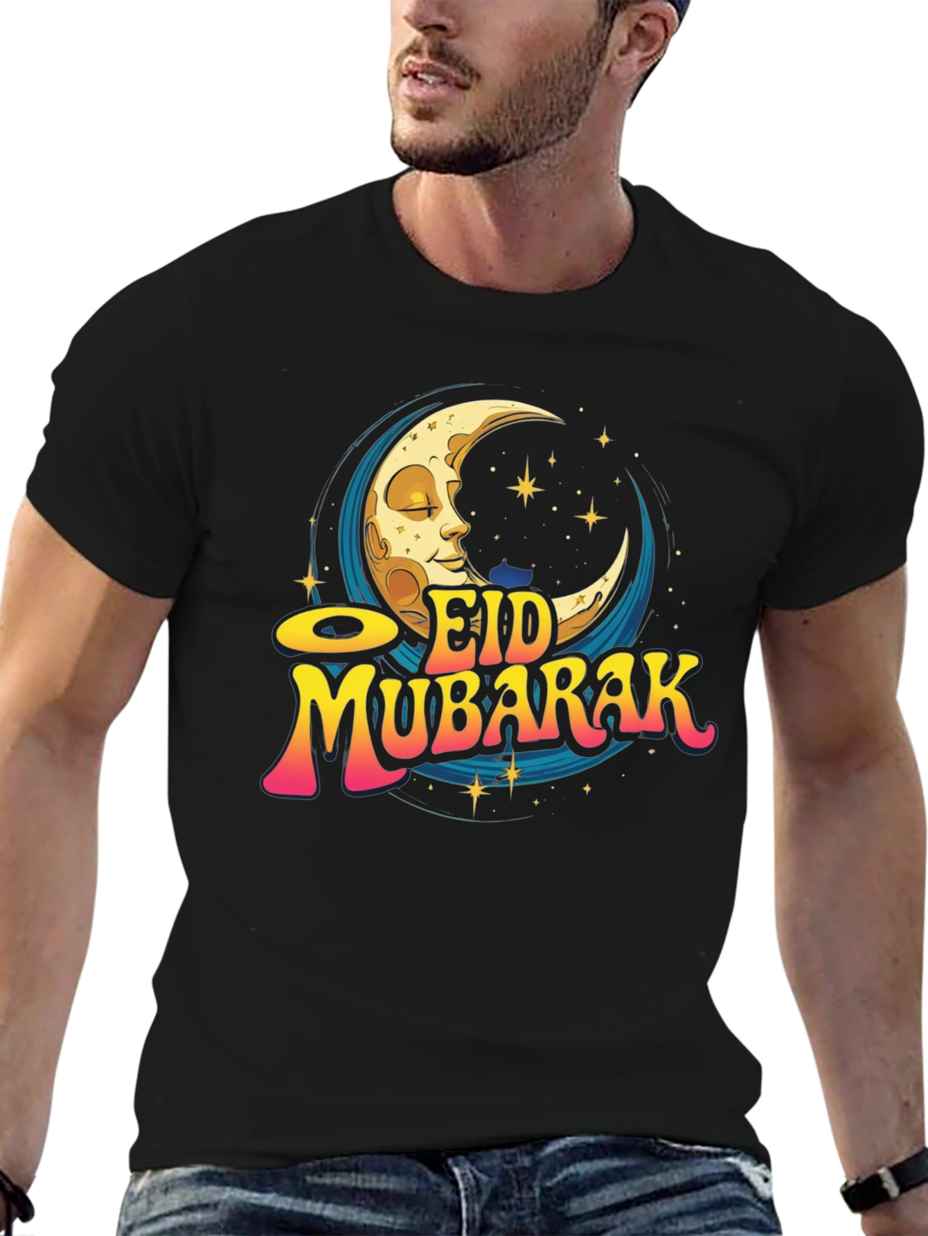 Eid Mubarak Graphic Tee - Crescent Moon Design