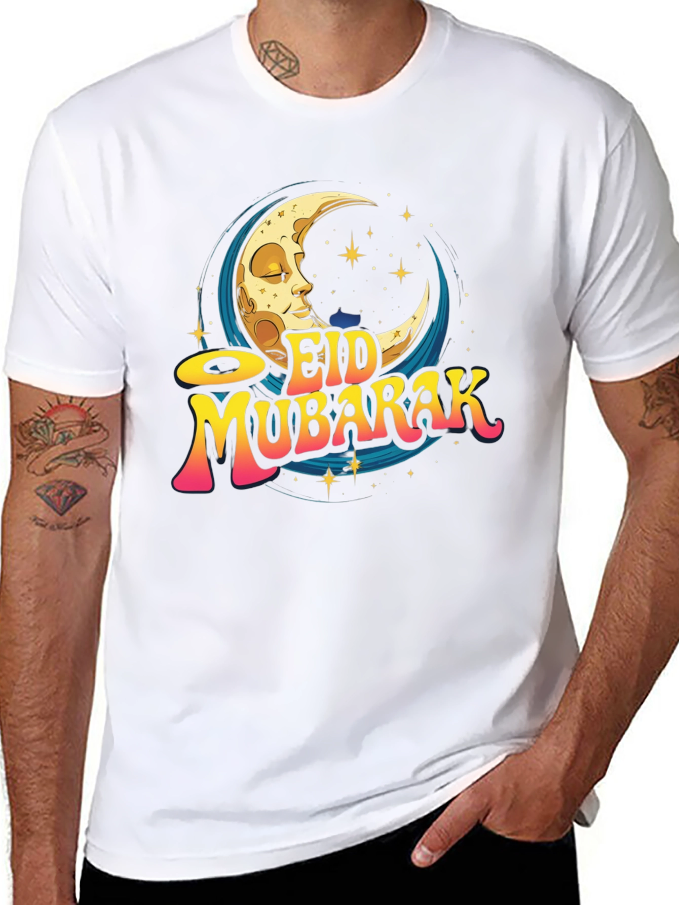 Eid Mubarak Graphic Tee - Crescent Moon Design