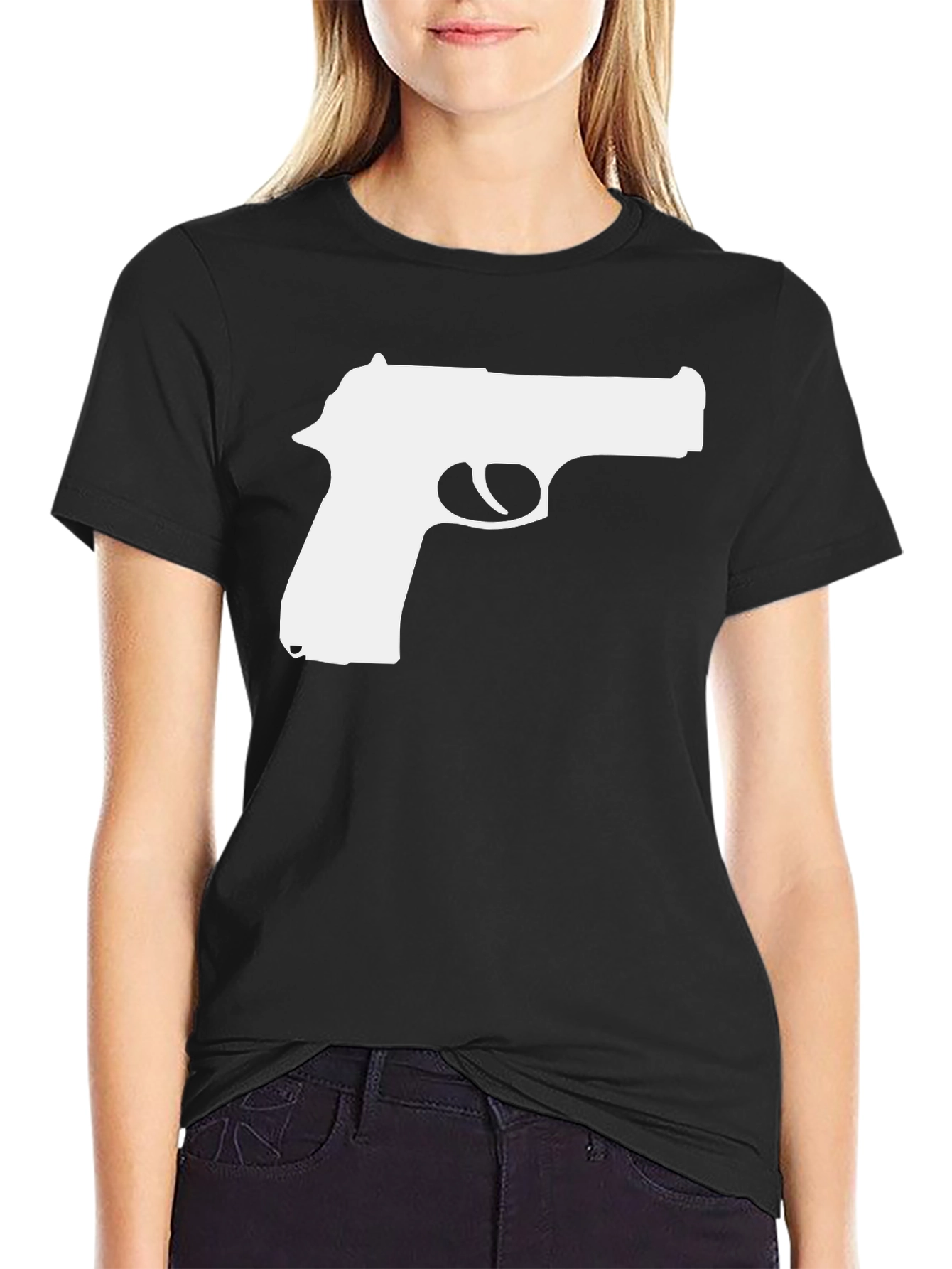 Gun Graphic Tee - Bold Black T-Shirt
