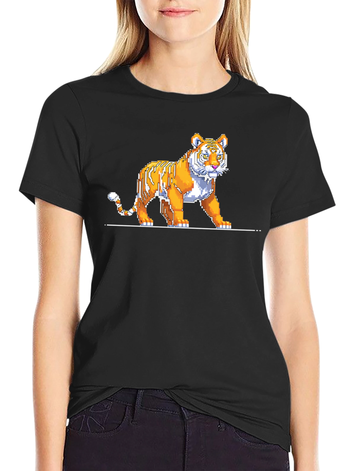 Pixel Tiger Graphic Tee - Retro Style
