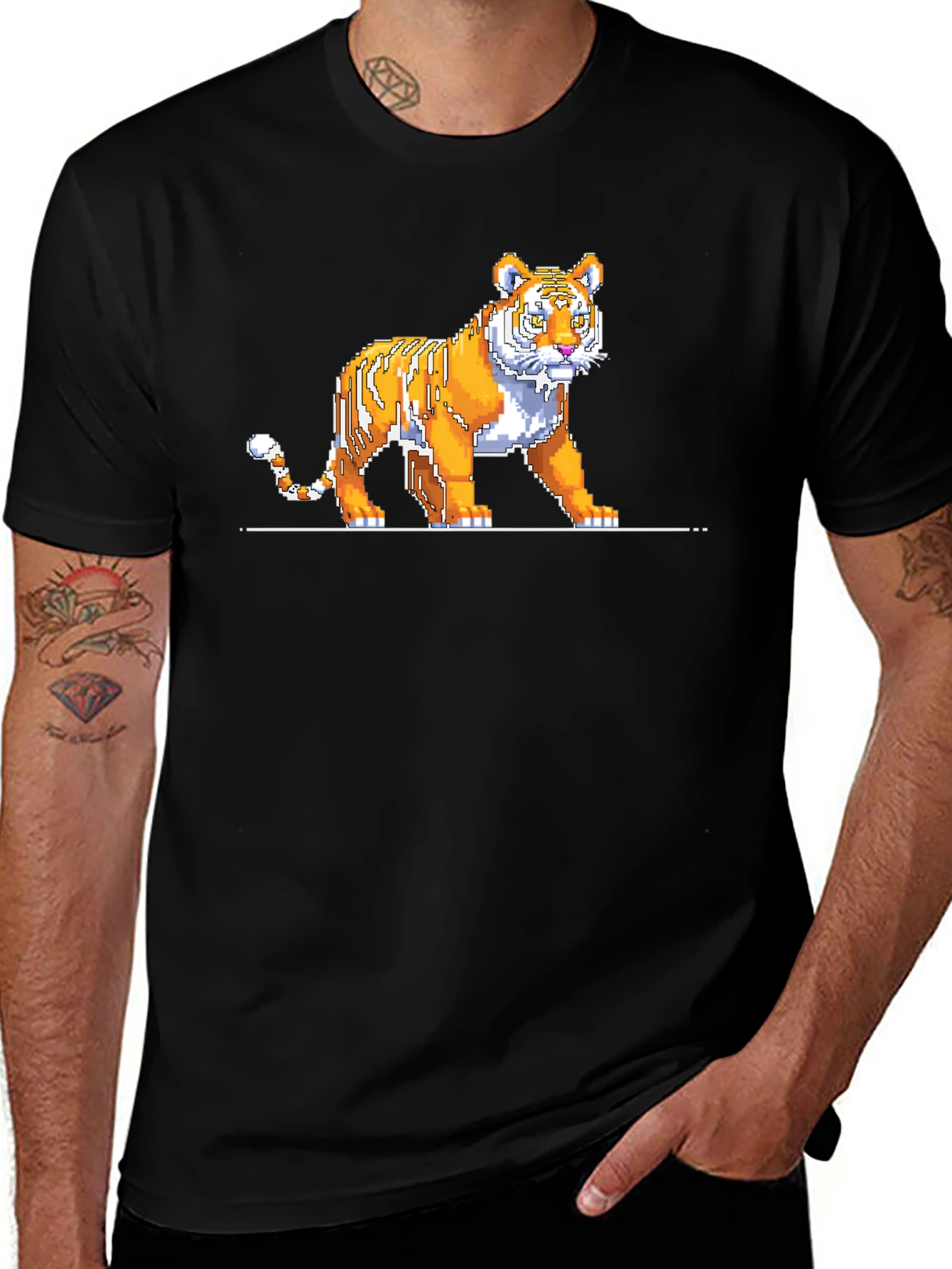 Pixel Tiger Graphic Tee - Retro Style