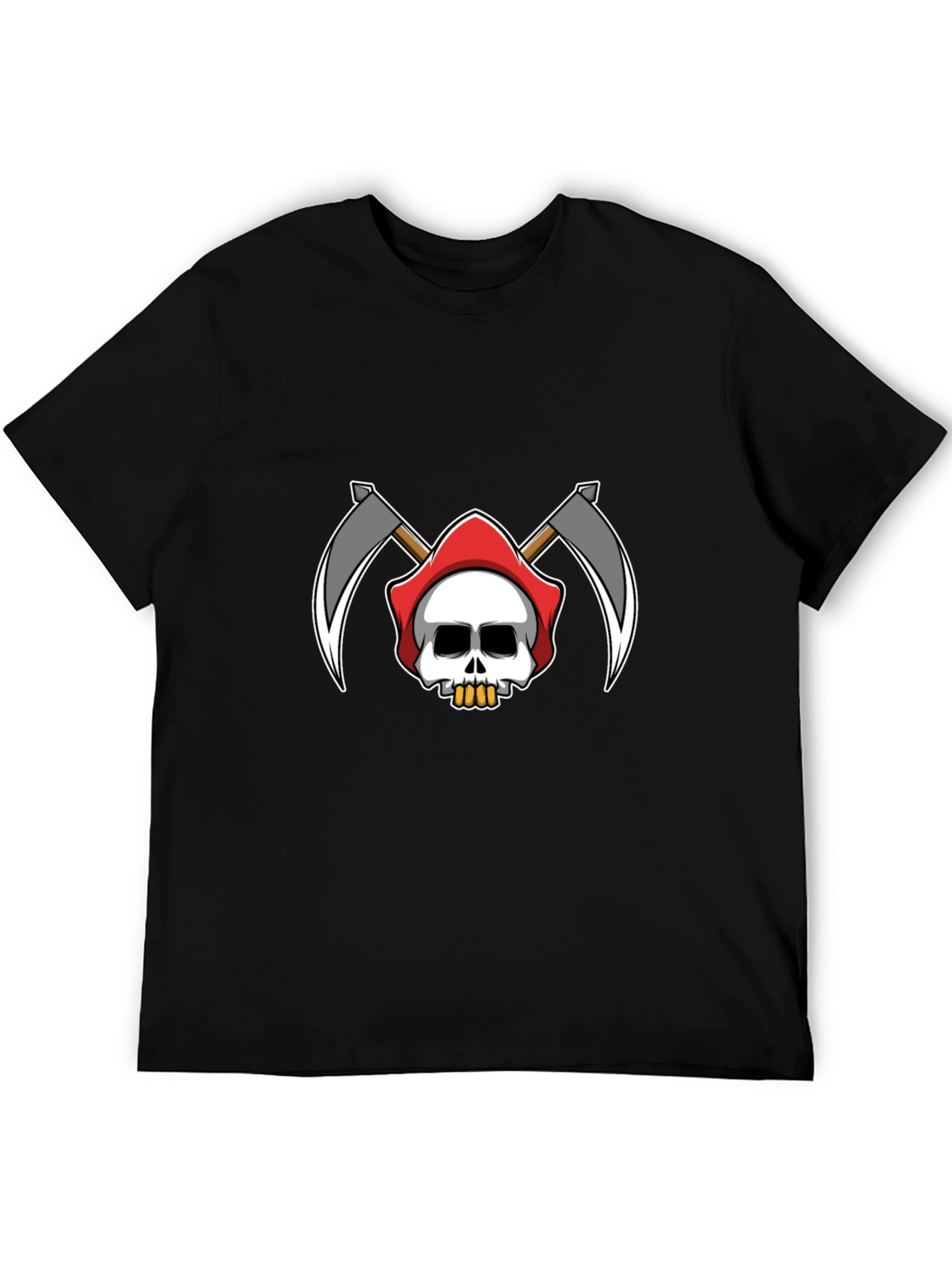 Grim Reaper Skull Graphic T-Shirt - Black