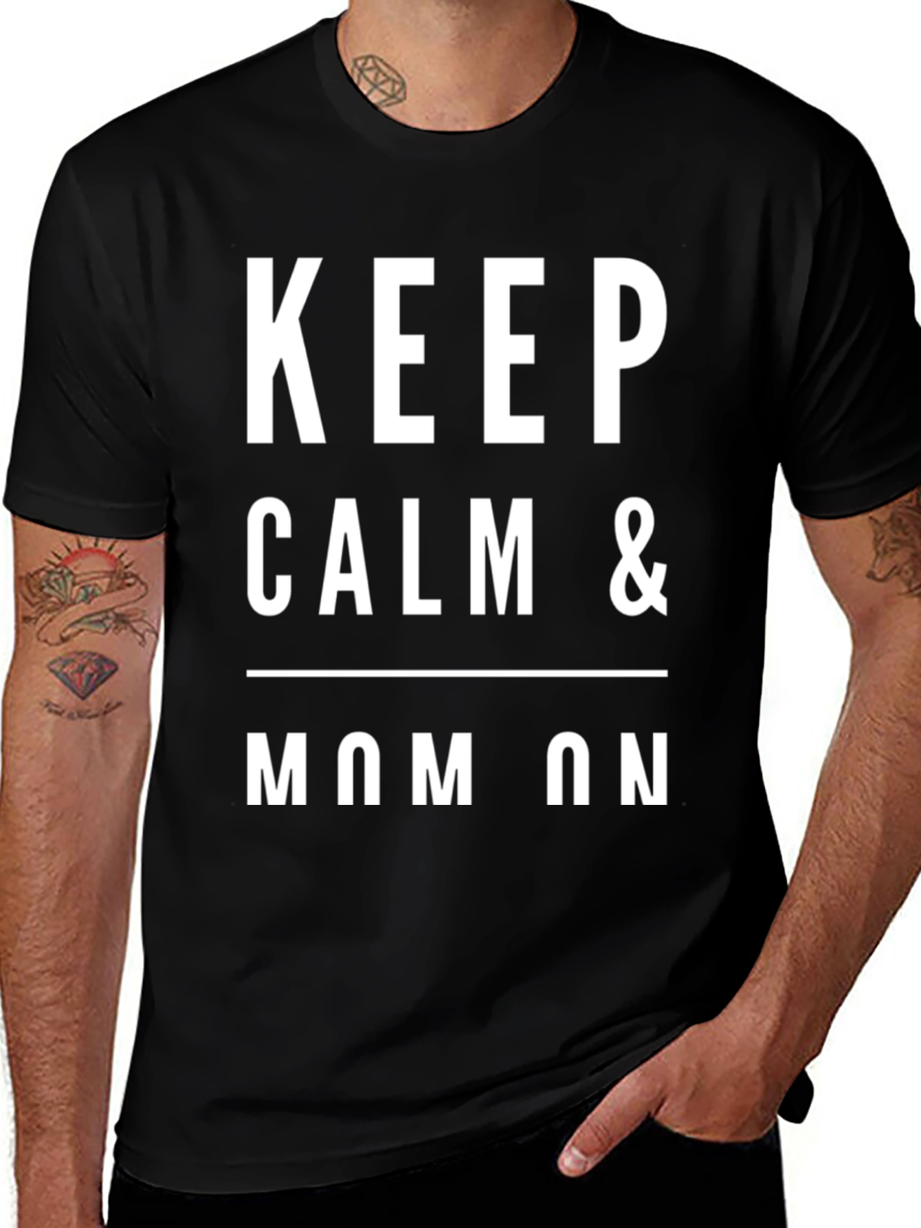 Keep Calm & Mom On Black T-Shirt