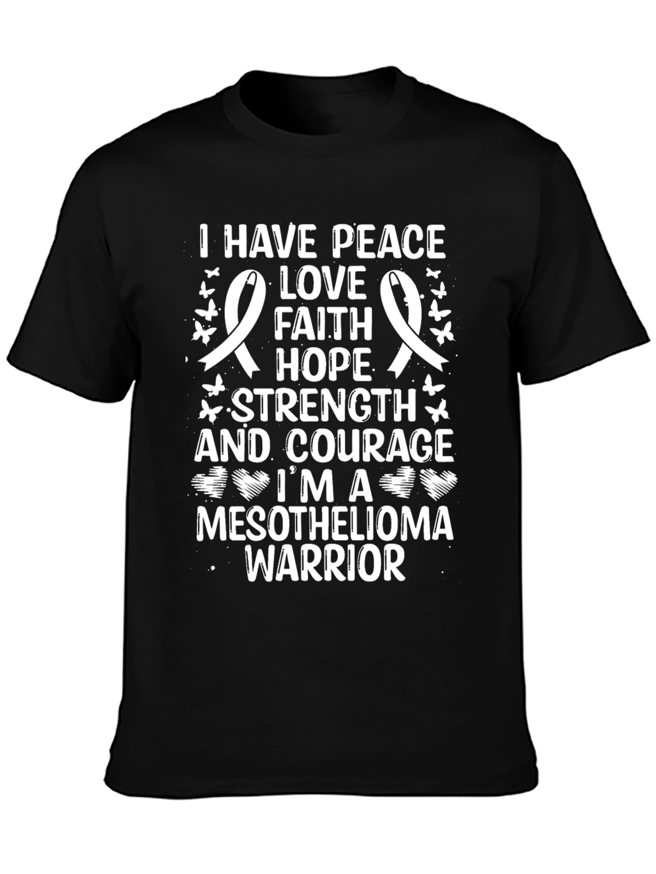 Mesothelioma Warrior Ribbon T-Shirt - Peace Love Hope