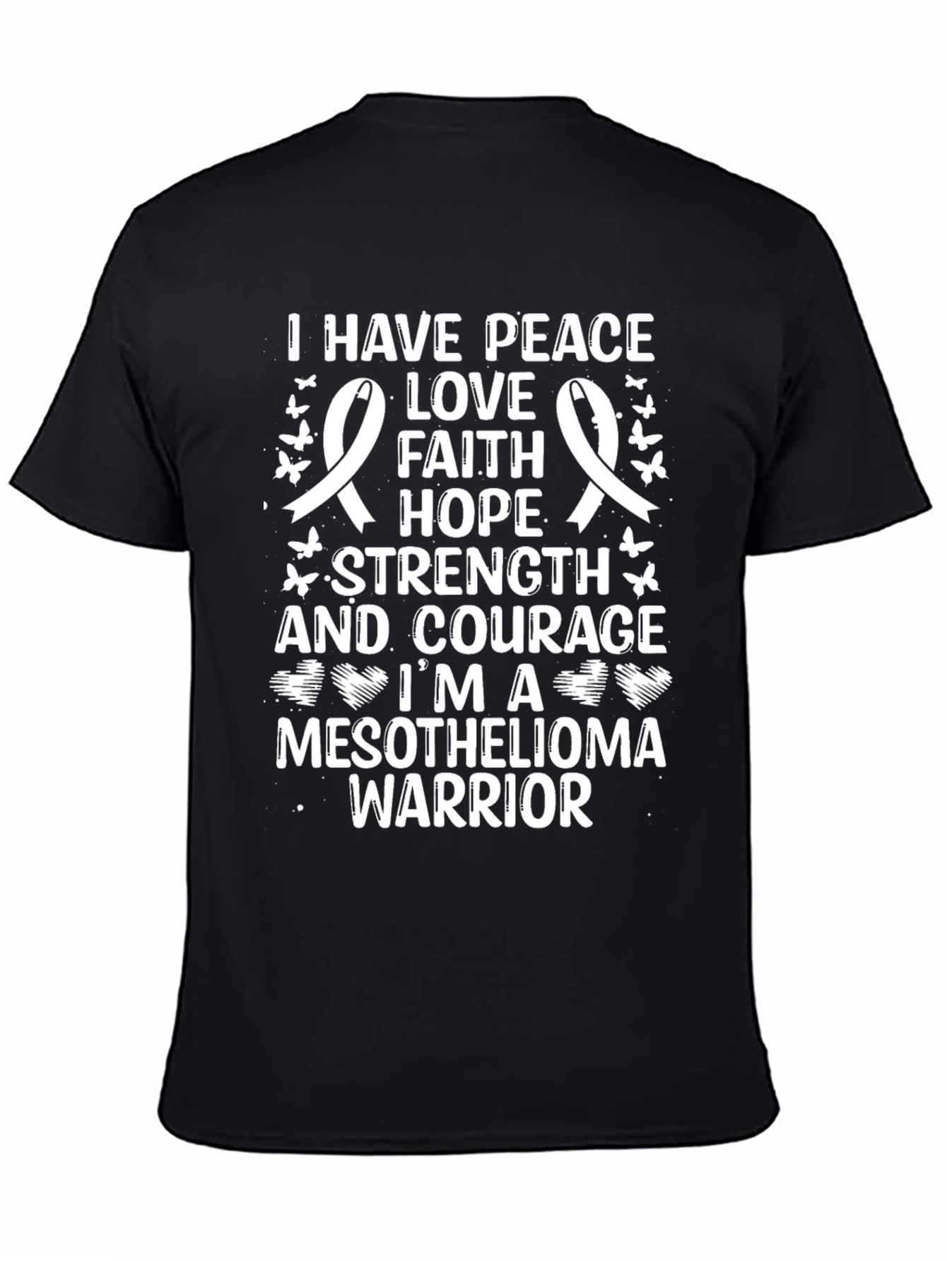Mesothelioma Warrior Ribbon T-Shirt - Peace Love Hope