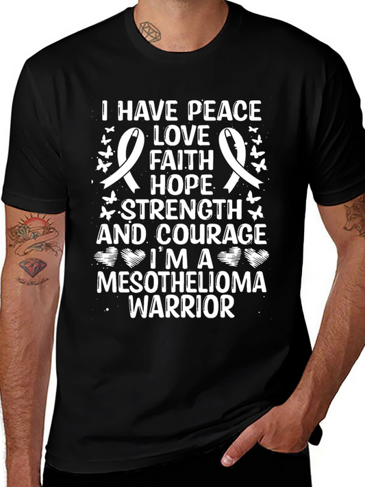 Mesothelioma Warrior Ribbon T-Shirt - Peace Love Hope