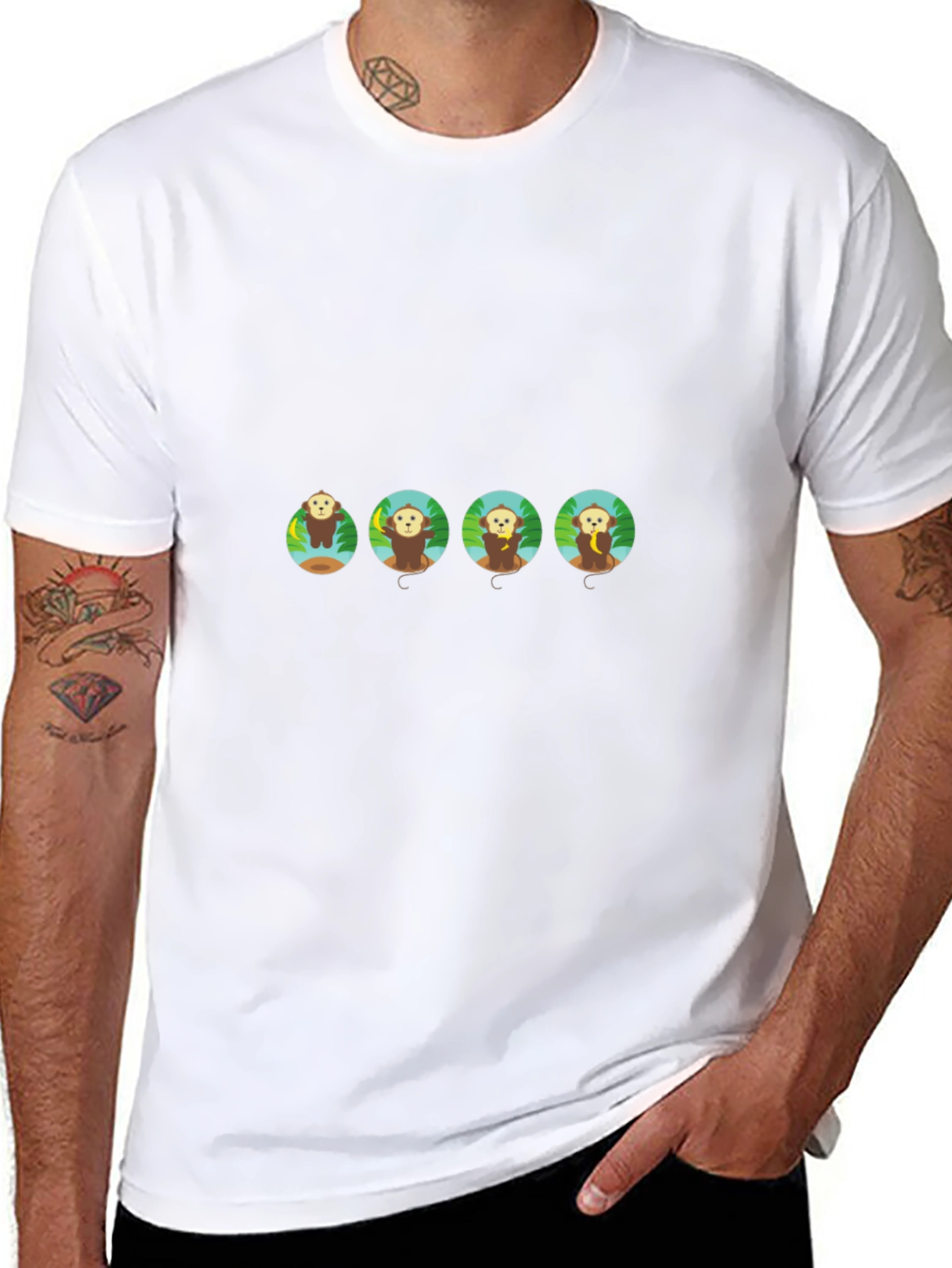 Monkey Business Graphic Tee - Black Cotton T-Shirt