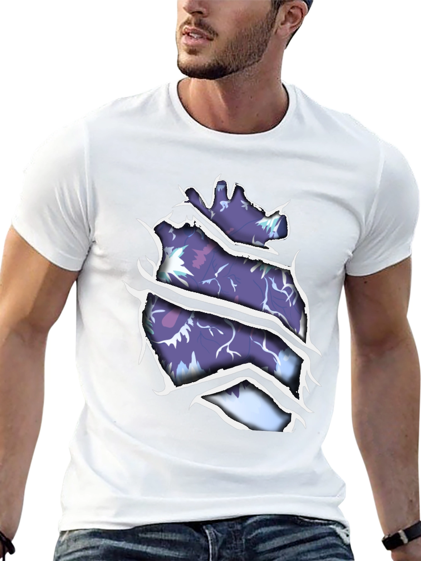 Torn Tee with Heart Print