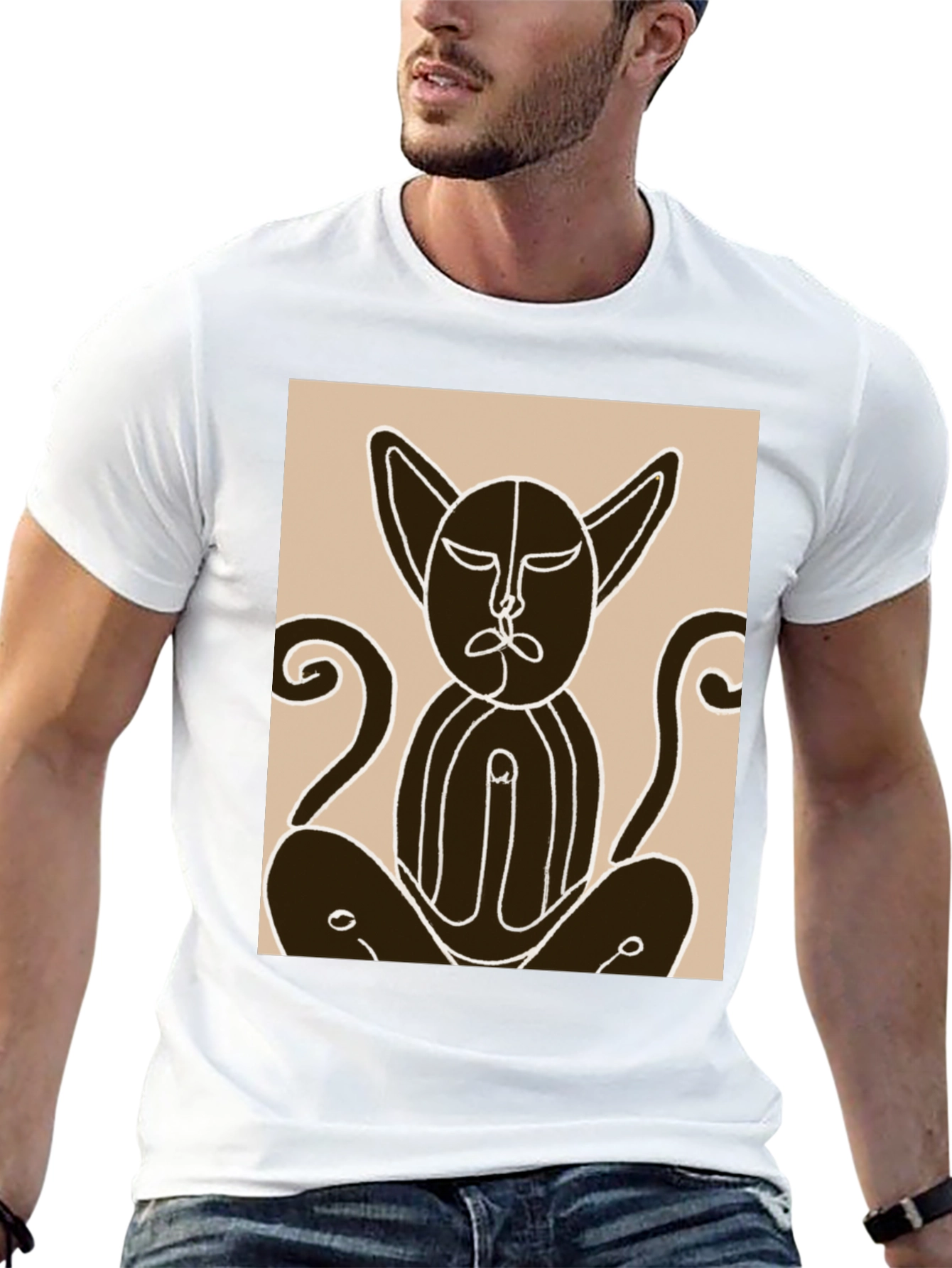 Abstract Cat Art Black T-Shirt