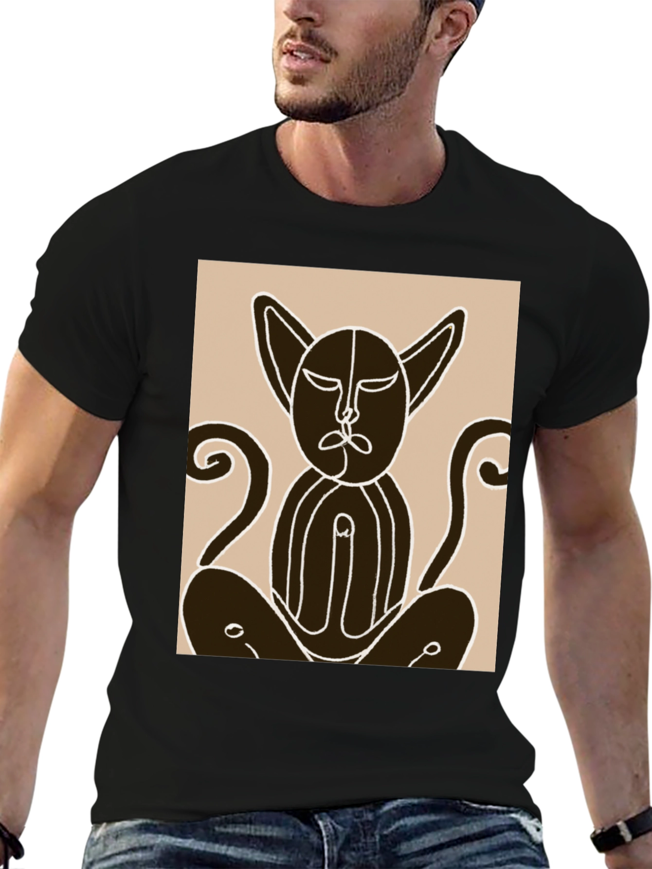 Abstract Cat Art Black T-Shirt