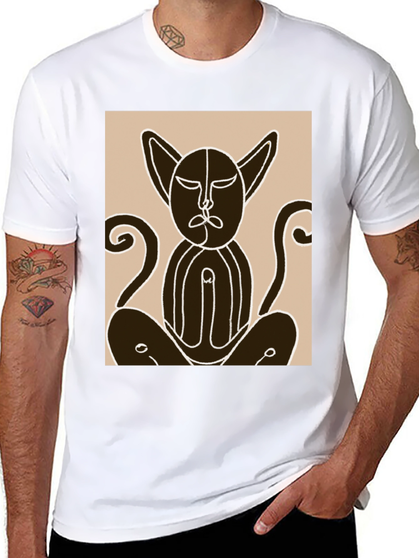 Abstract Cat Art Black T-Shirt