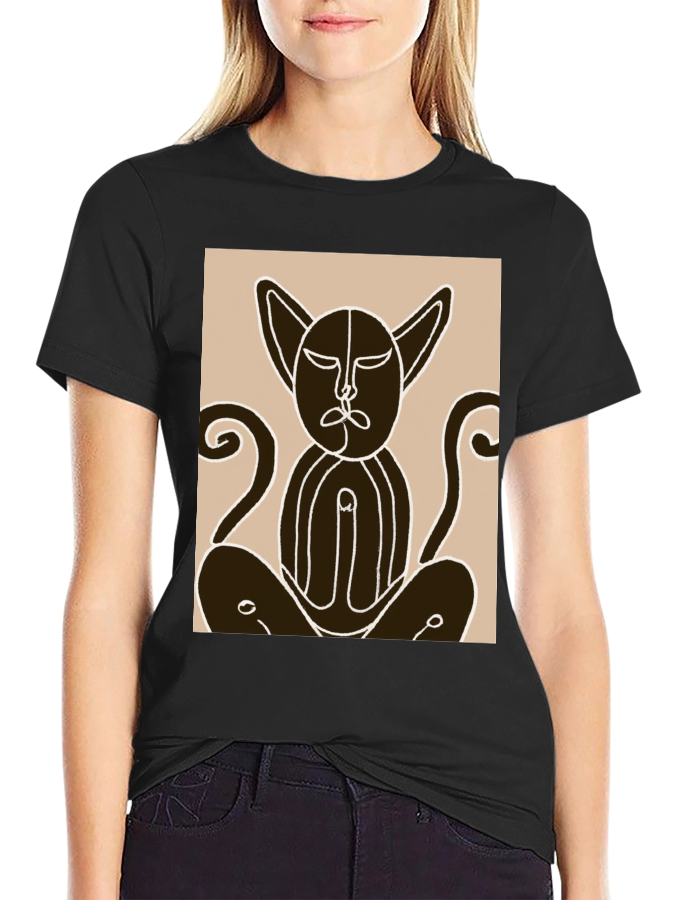 Abstract Cat Art Black T-Shirt