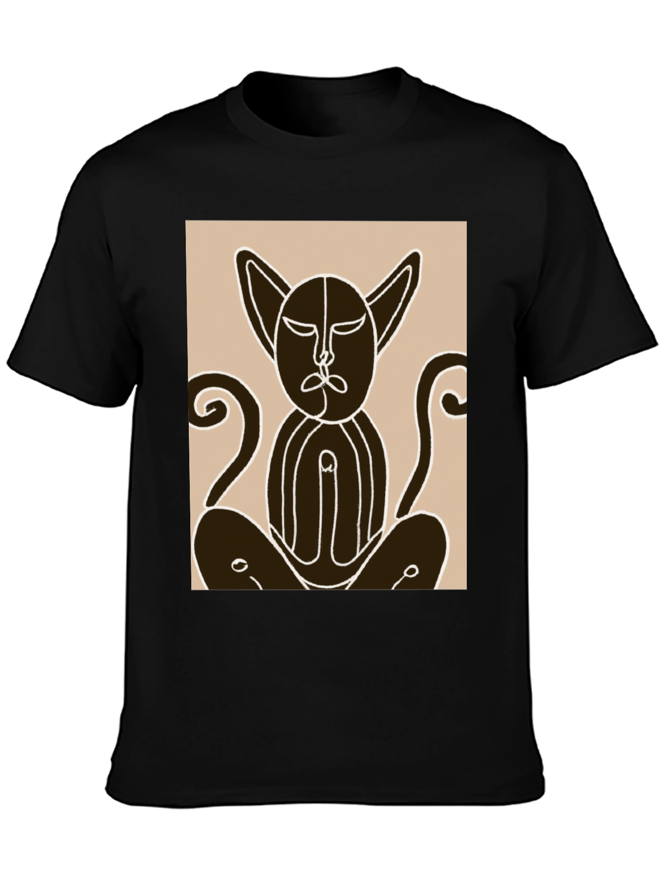Abstract Cat Art Black T-Shirt