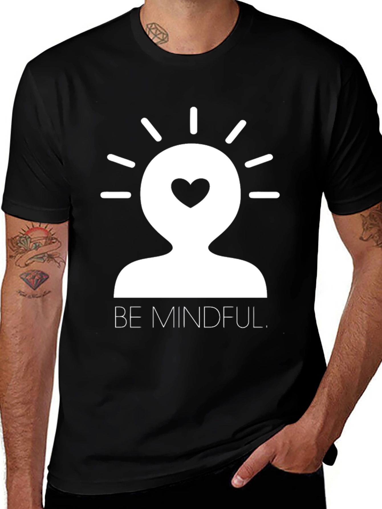 Mindful Heart Graphic Tee - Black