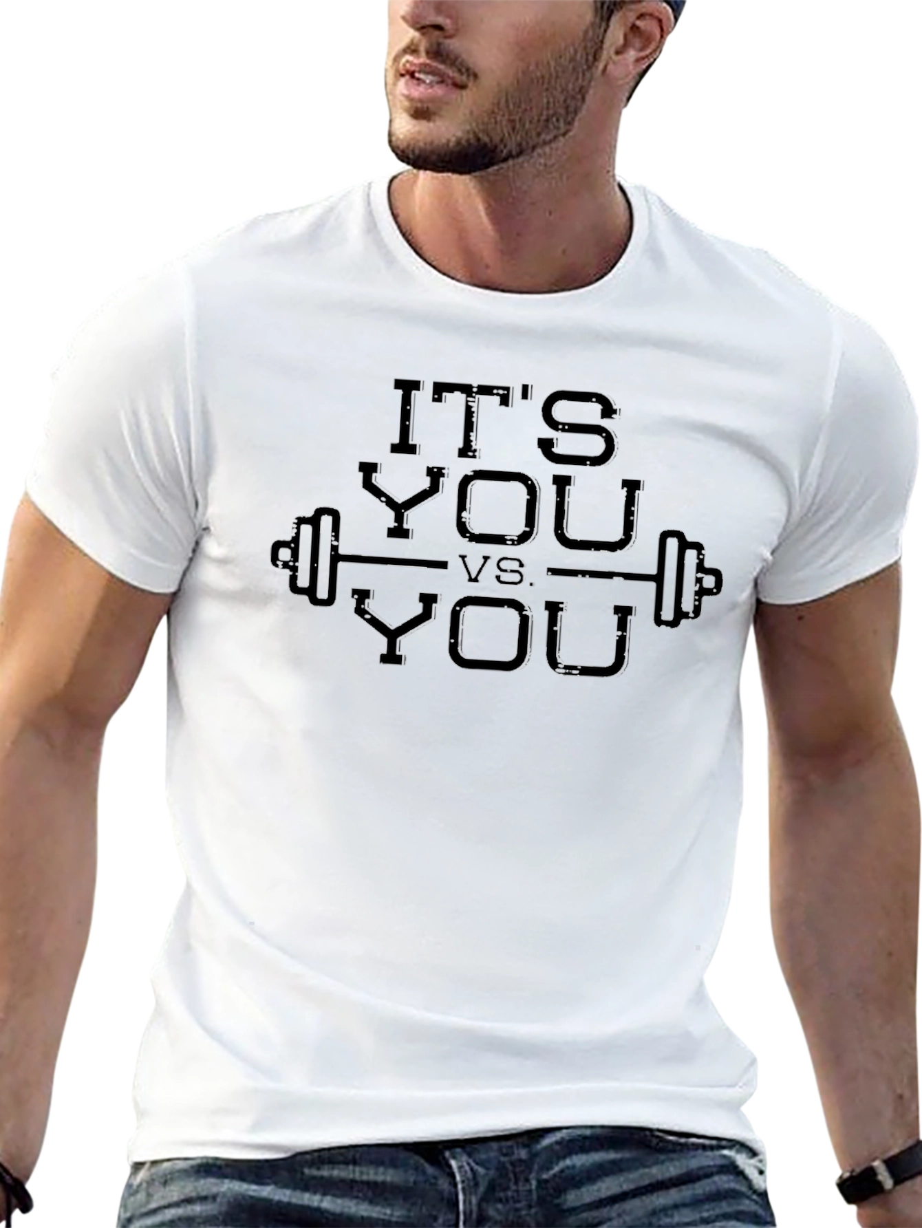 Its You Vs. You Black Graphic T-Shirt