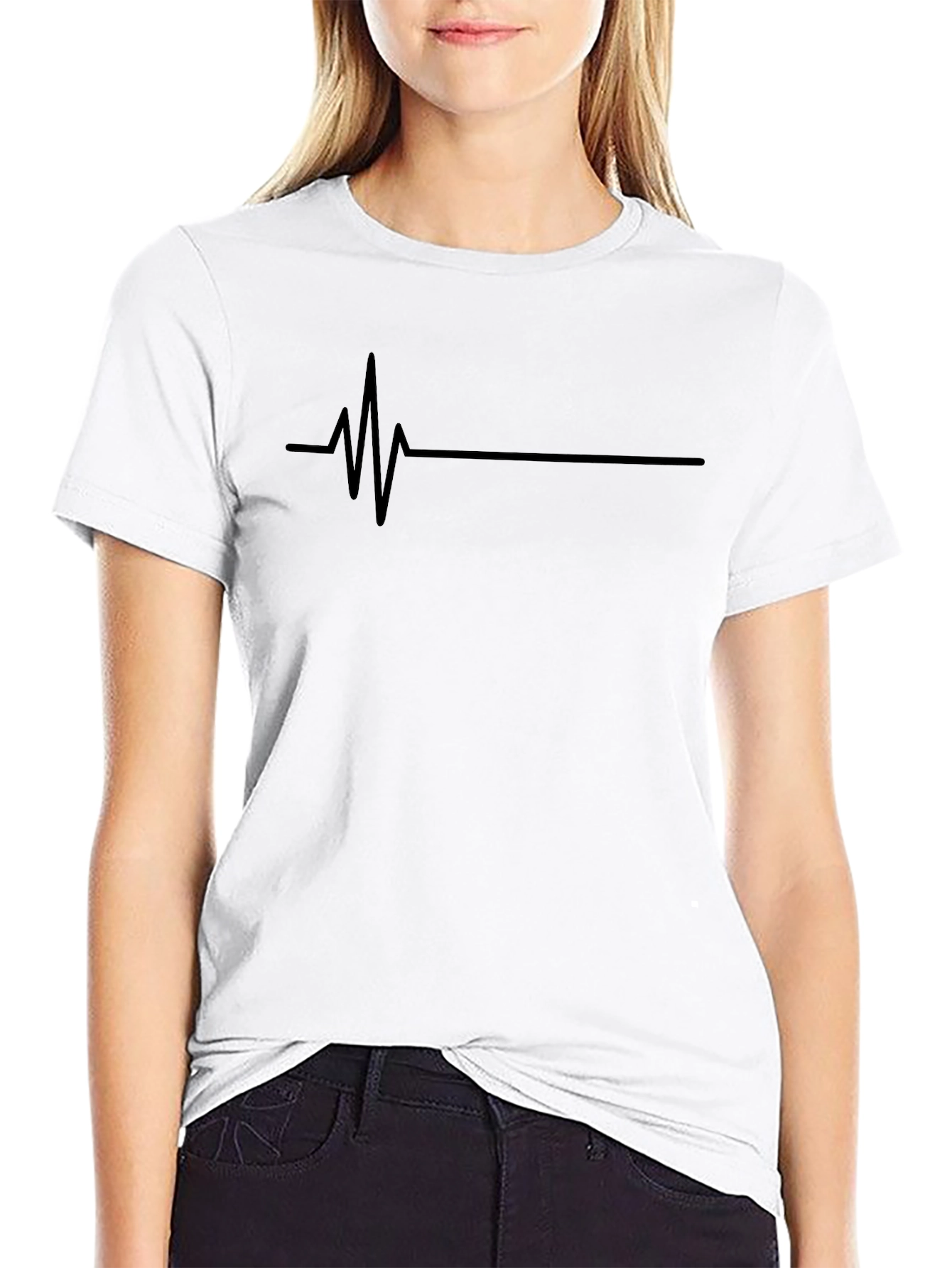 Black T-Shirt with Heartbeat Graphic