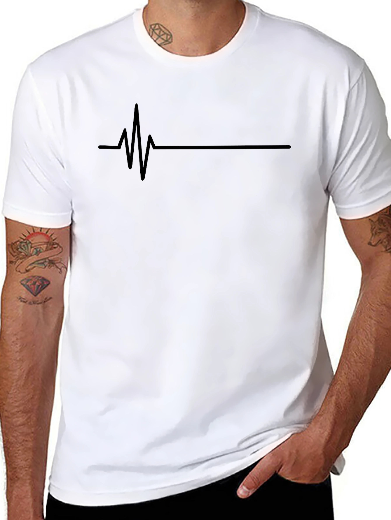 Black T-Shirt with Heartbeat Graphic