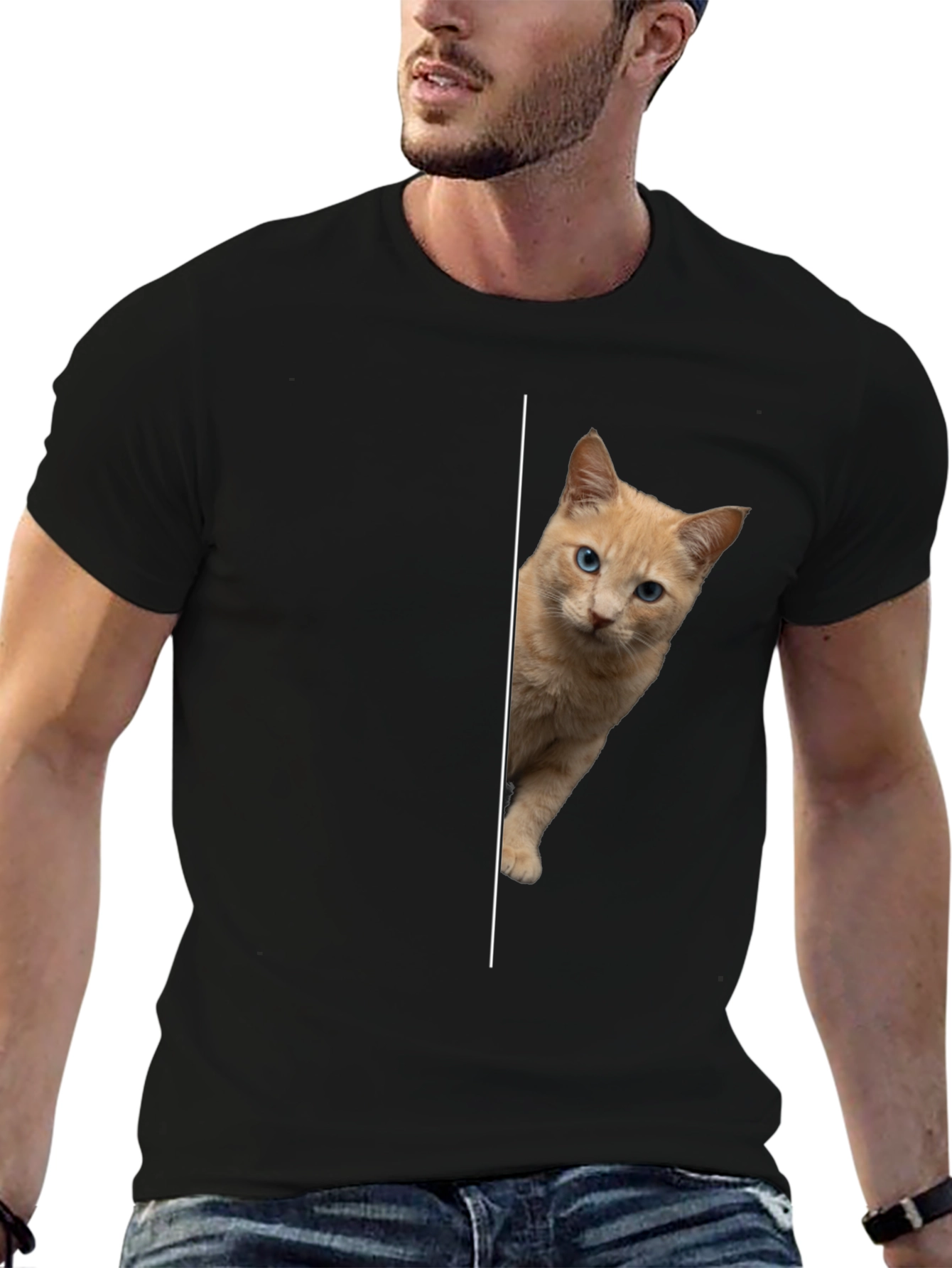 Peek-a-boo Kitten Graphic Tee - Soft Cotton Blend