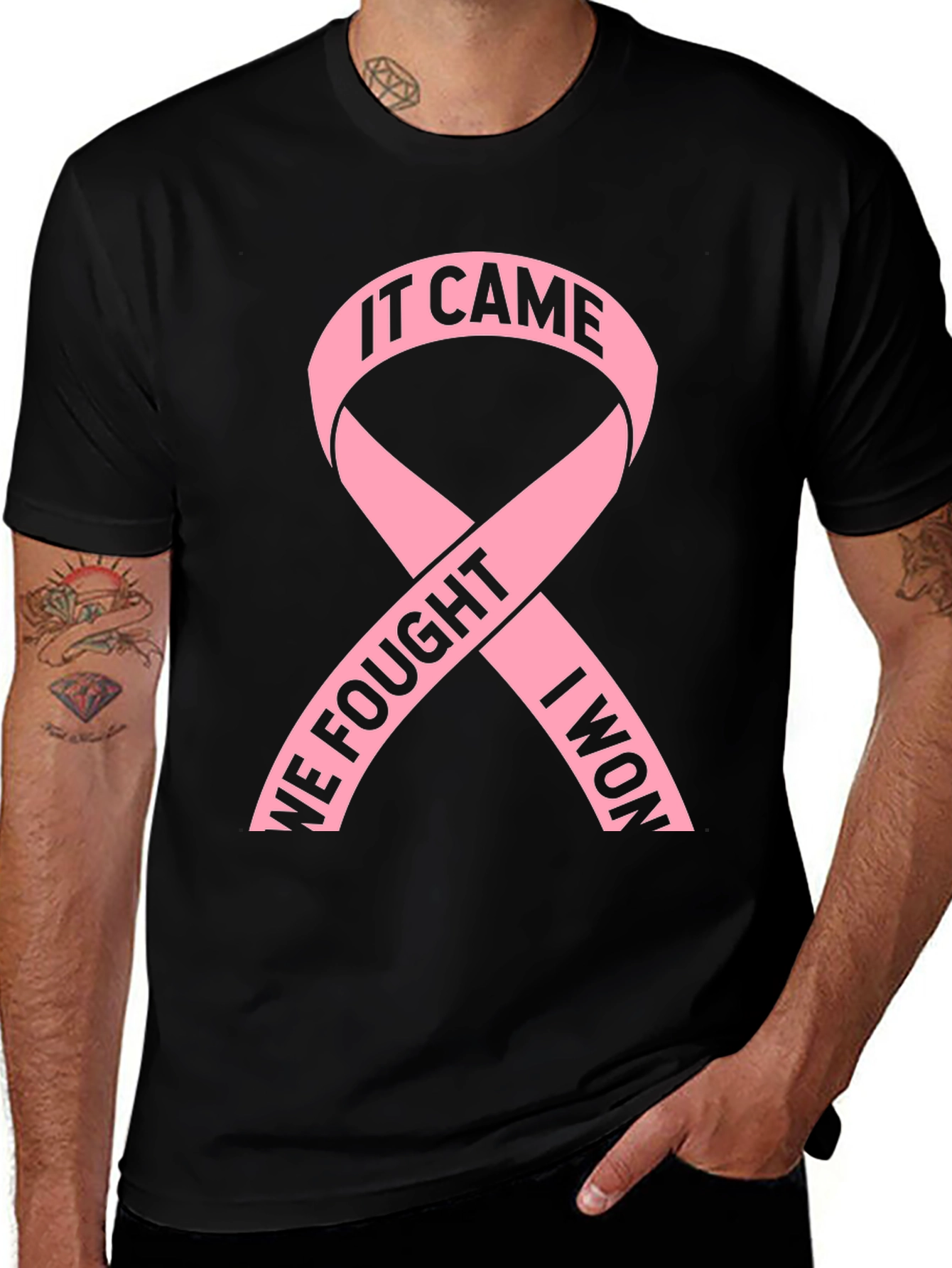 Breast Cancer Awareness T-Shirt Ribbon Black