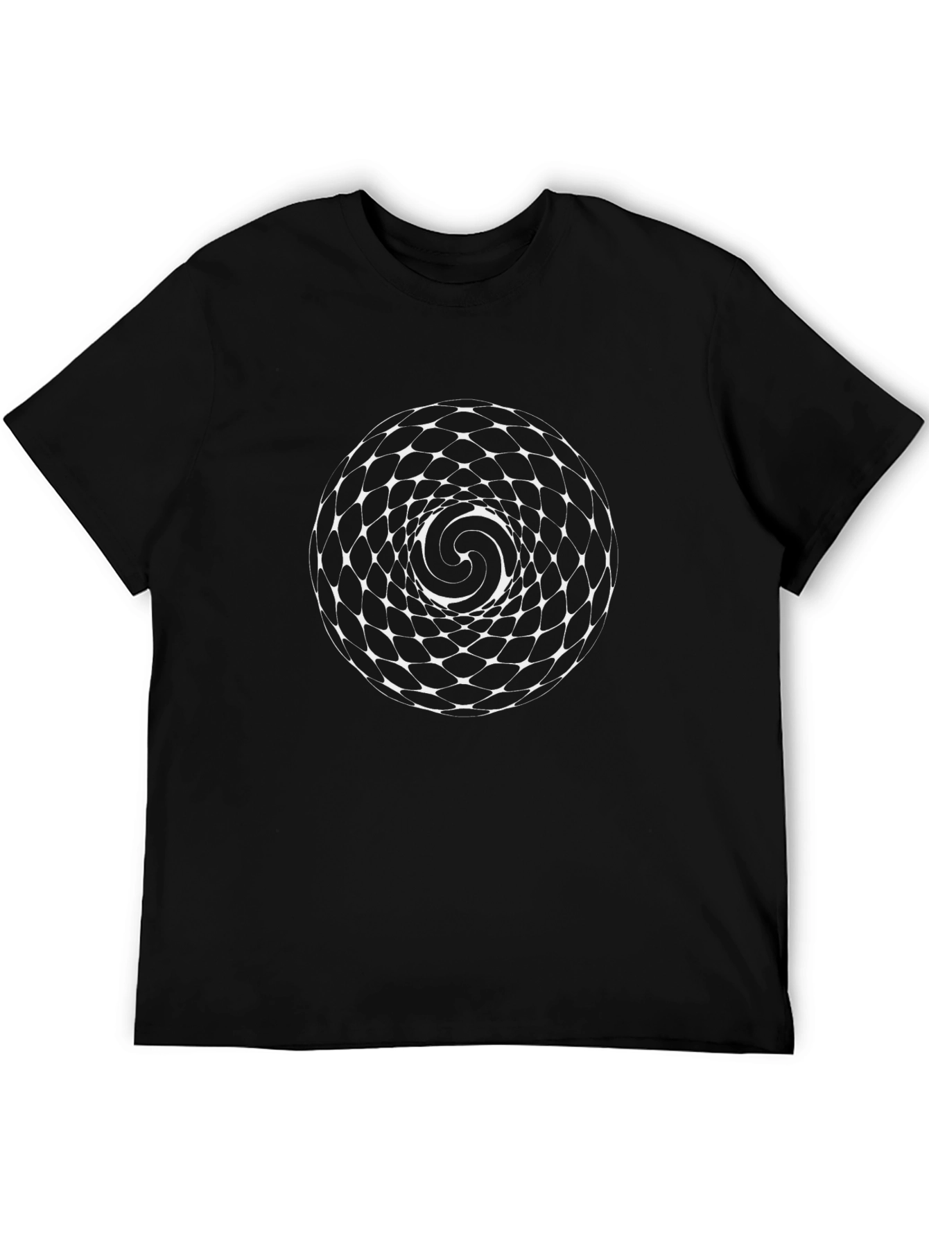 Optical Illusion Spiral Graphic Tee - Black