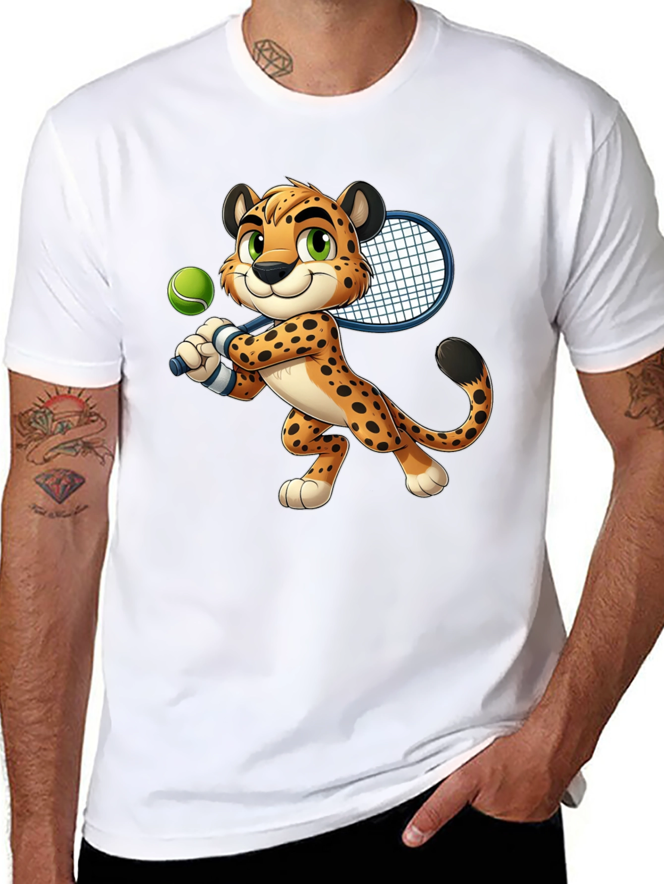 Cheetah Tennis Player Graphic T-Shirt
