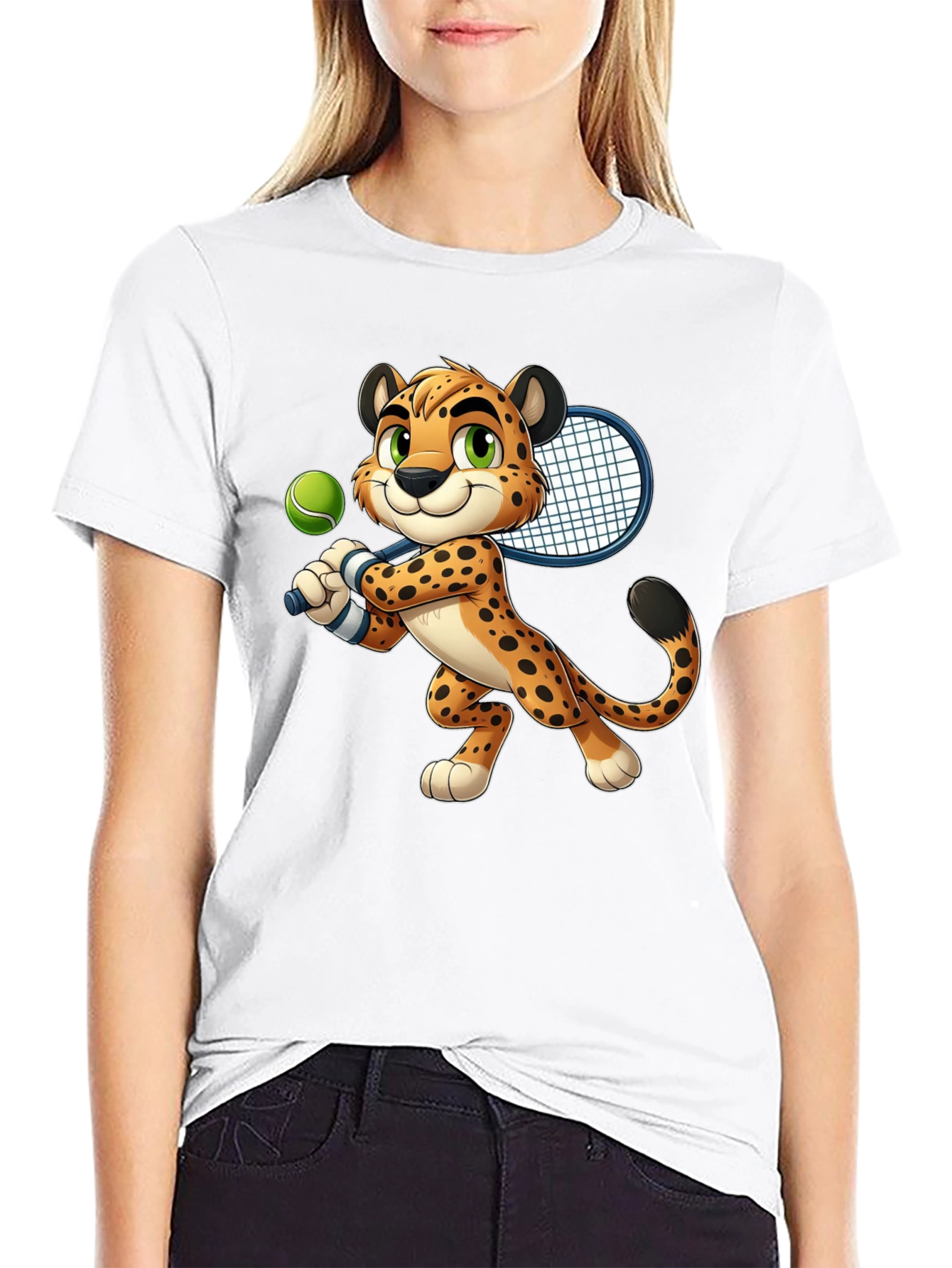 Cheetah Tennis Player Graphic T-Shirt