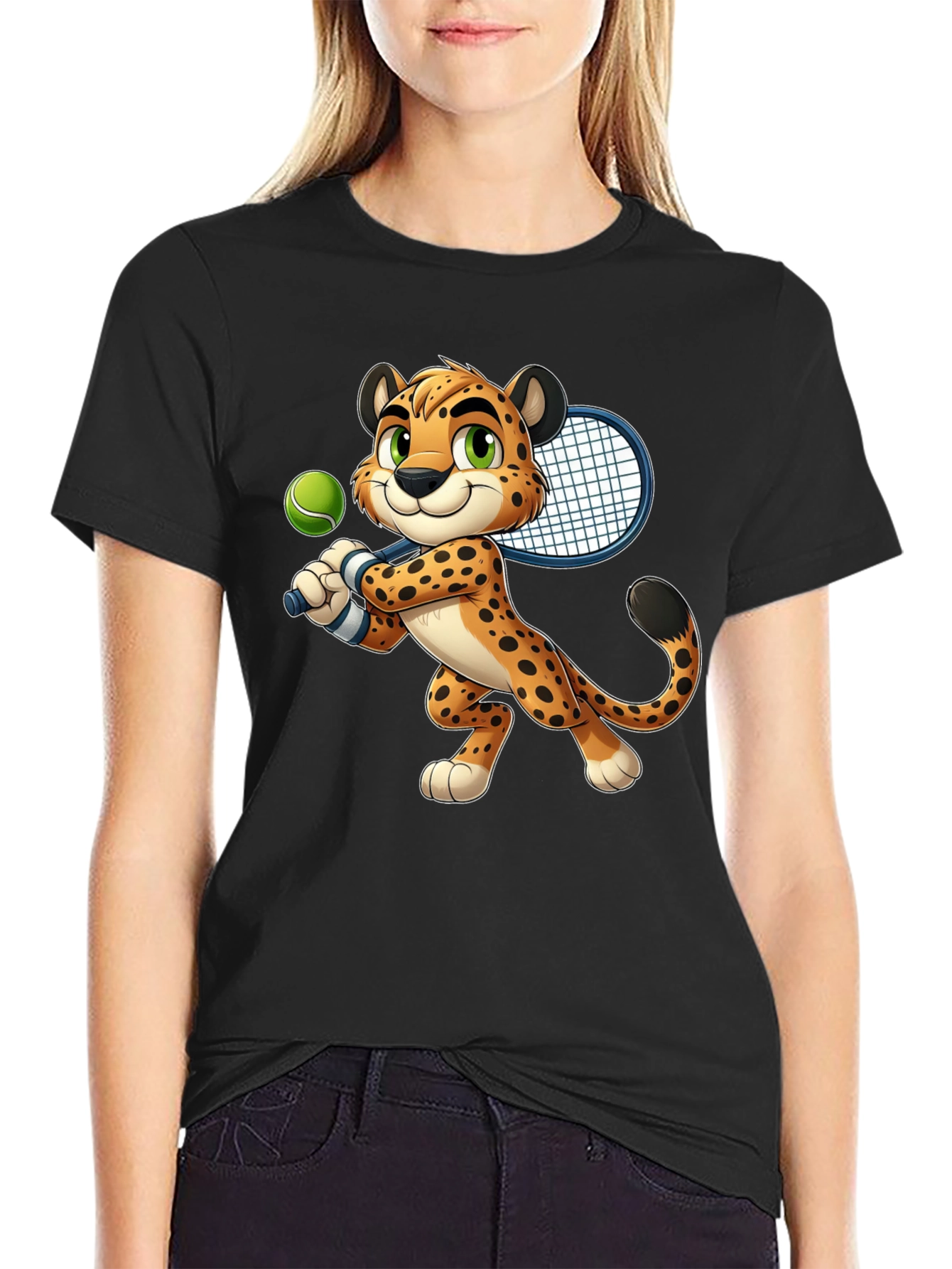 Cheetah Tennis Player Graphic T-Shirt