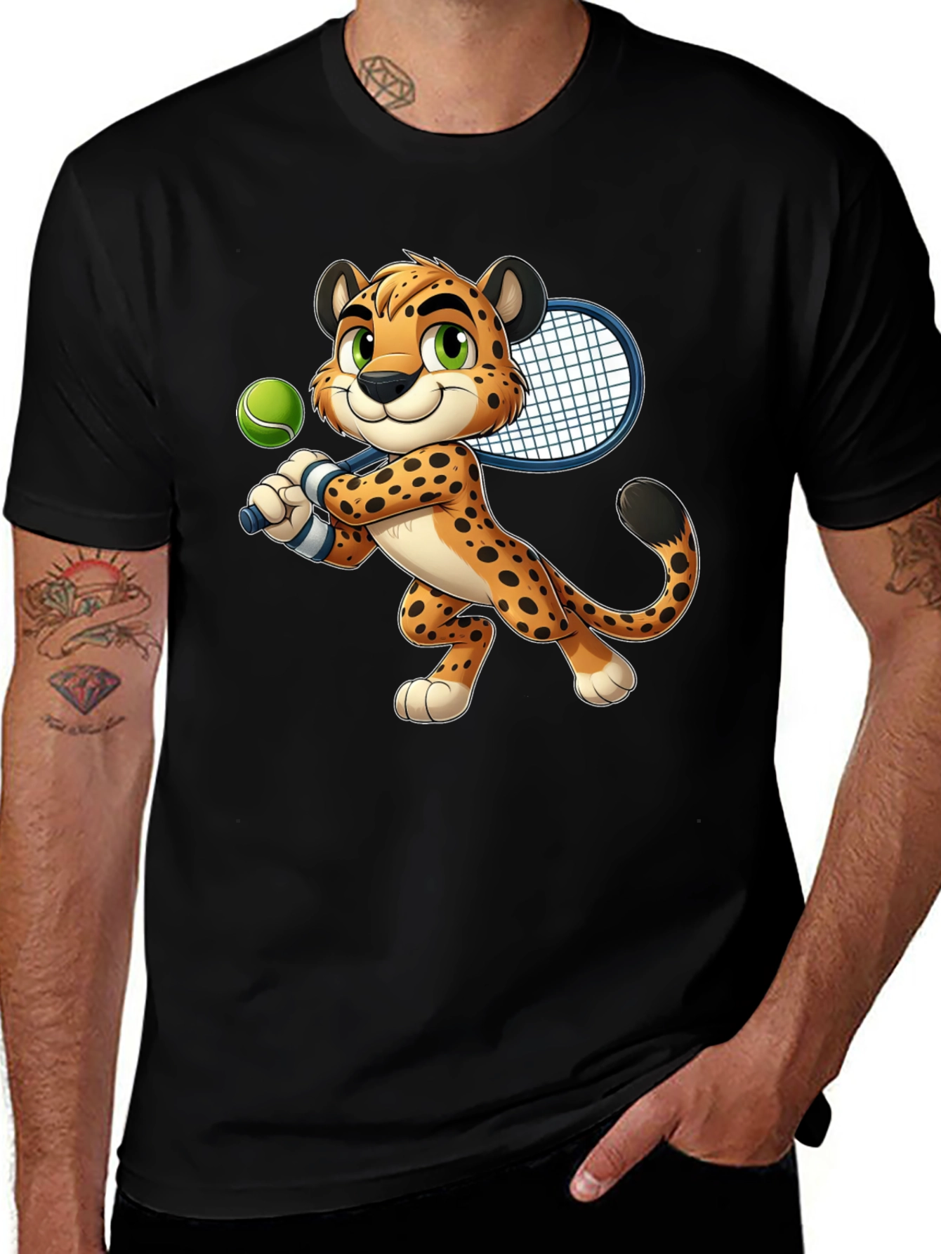 Cheetah Tennis Player Graphic T-Shirt
