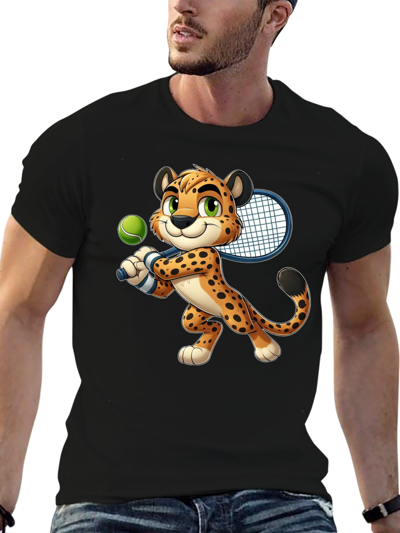 Cheetah Tennis Player Graphic T-Shirt