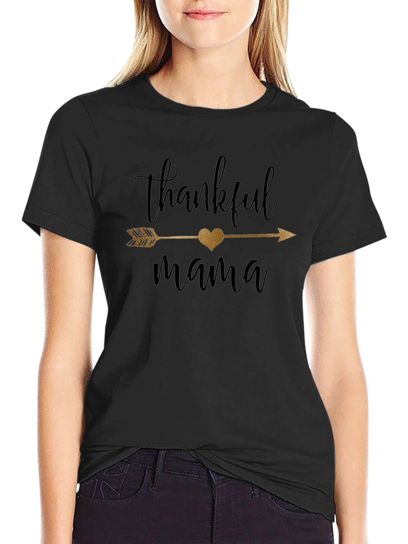 Thankful Mama Graphic T-Shirt - Black