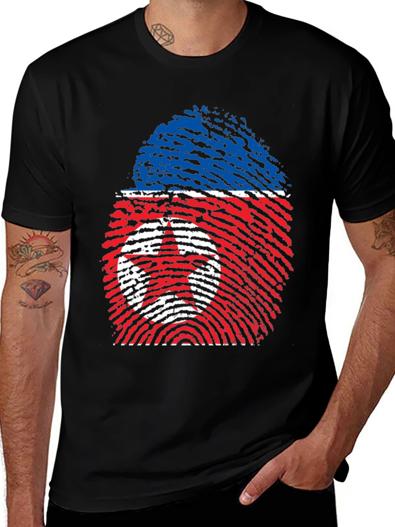 North Korea Fingerprint Flag T-Shirt