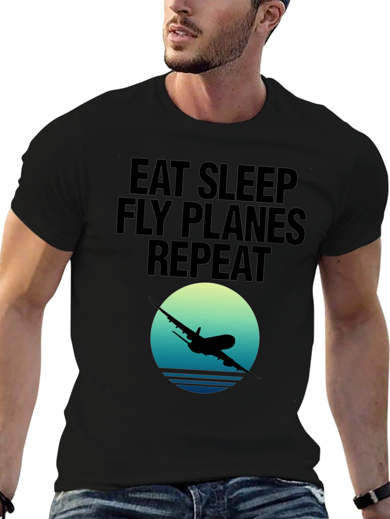 Eat Sleep Fly Planes Repeat T-Shirt - Aviation Tee