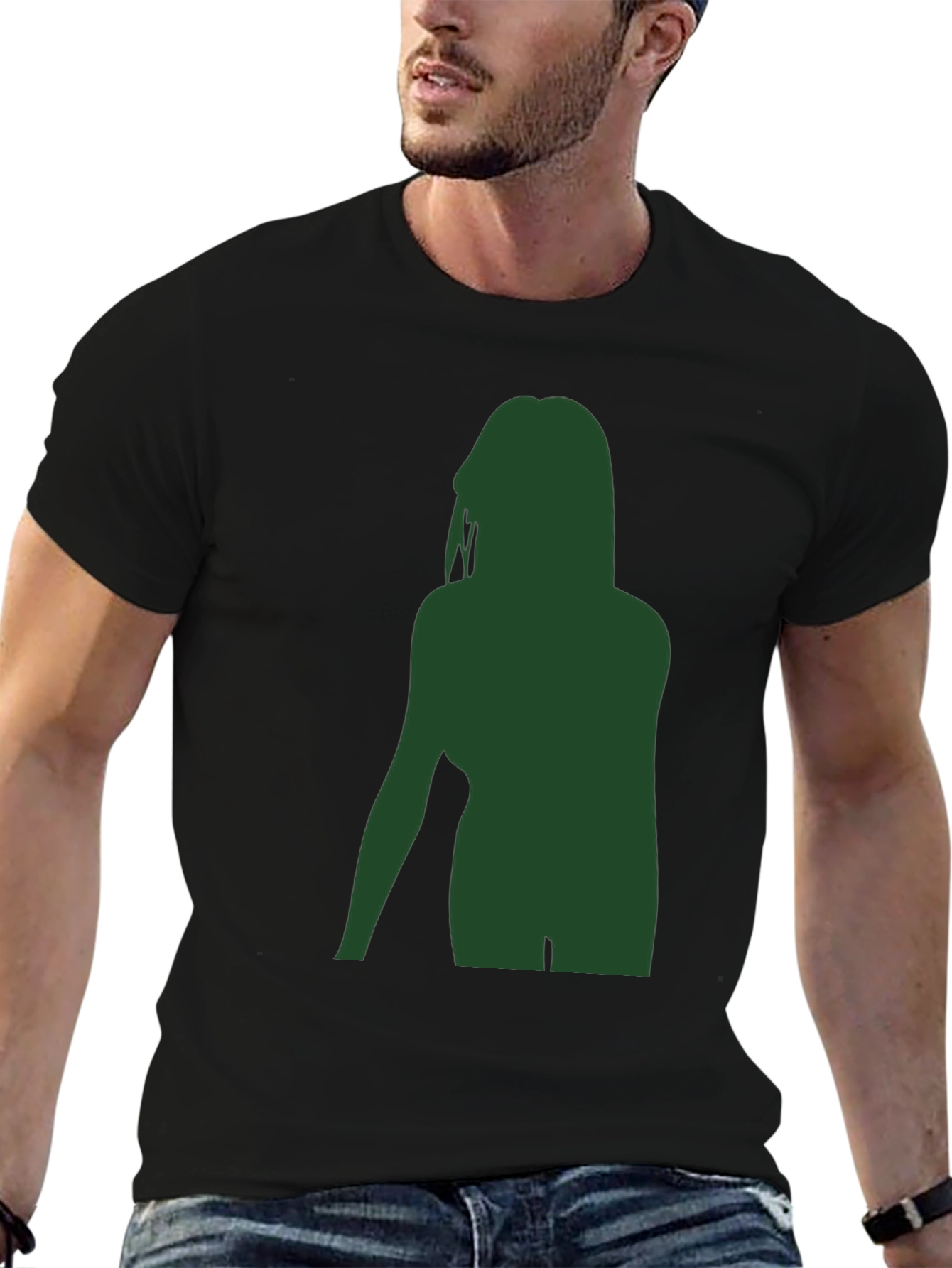 Silhouette Graphic Tee - Black Cotton Casual Shirt