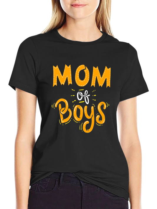 Mom of Boys Graphic Tee - Trendy Casual Style