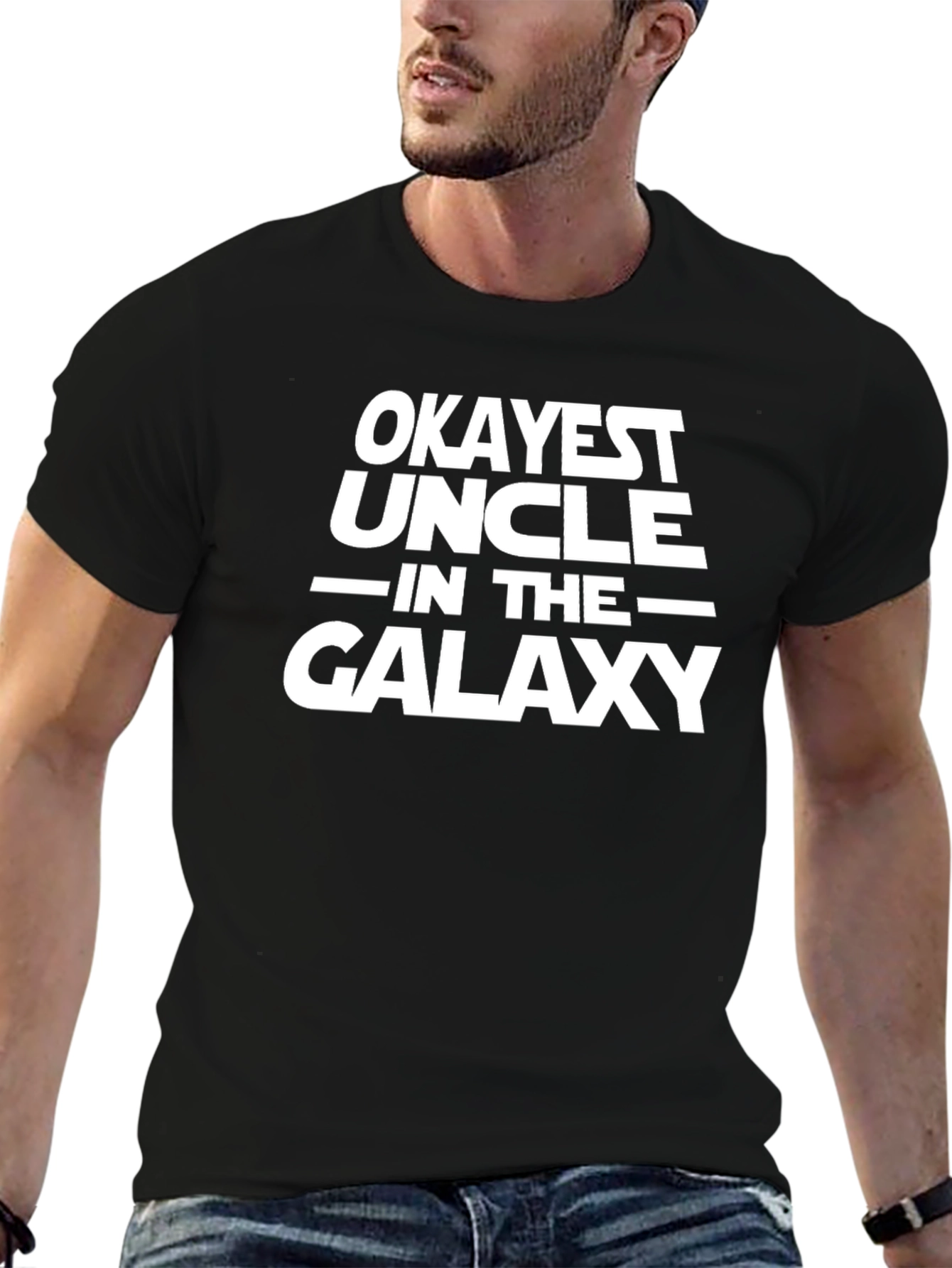 Okayest Uncle in the Galaxy Black T-Shirt