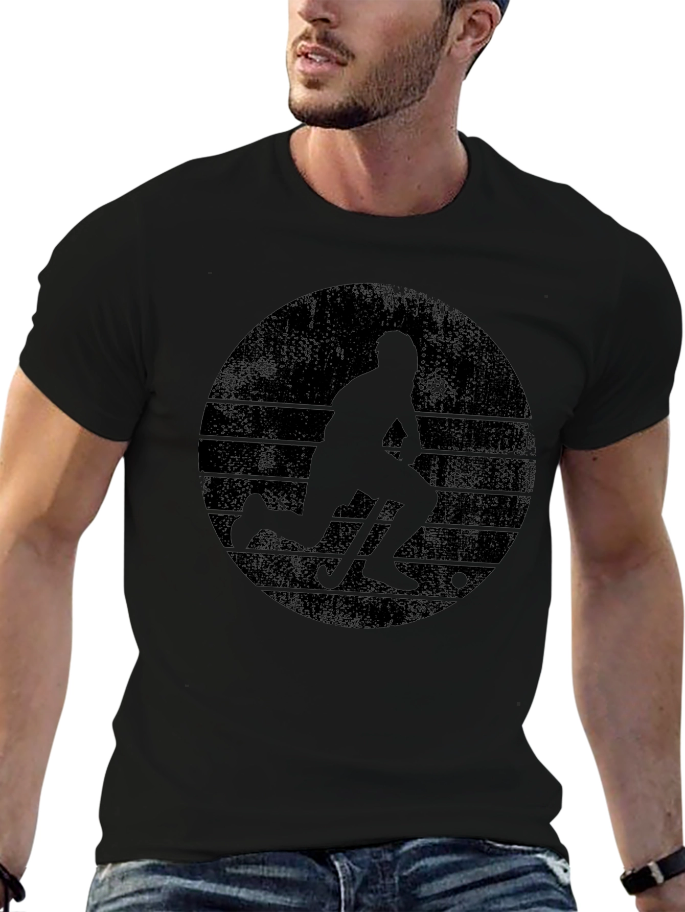 Hockey Player Graphic Tee - Cool Retro Design